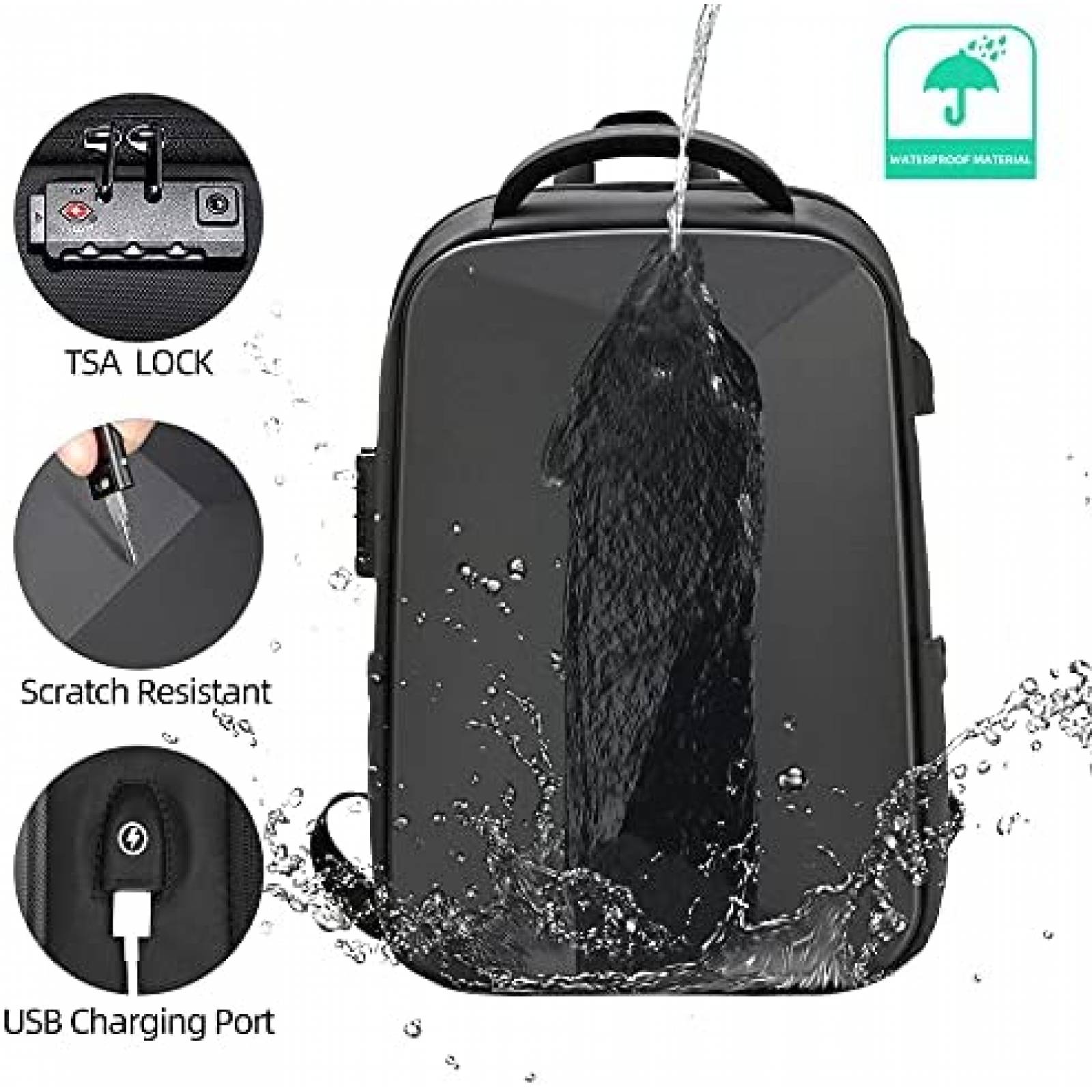 Mochila FENRUIEN rigida para portatil de 15.6" -Negro