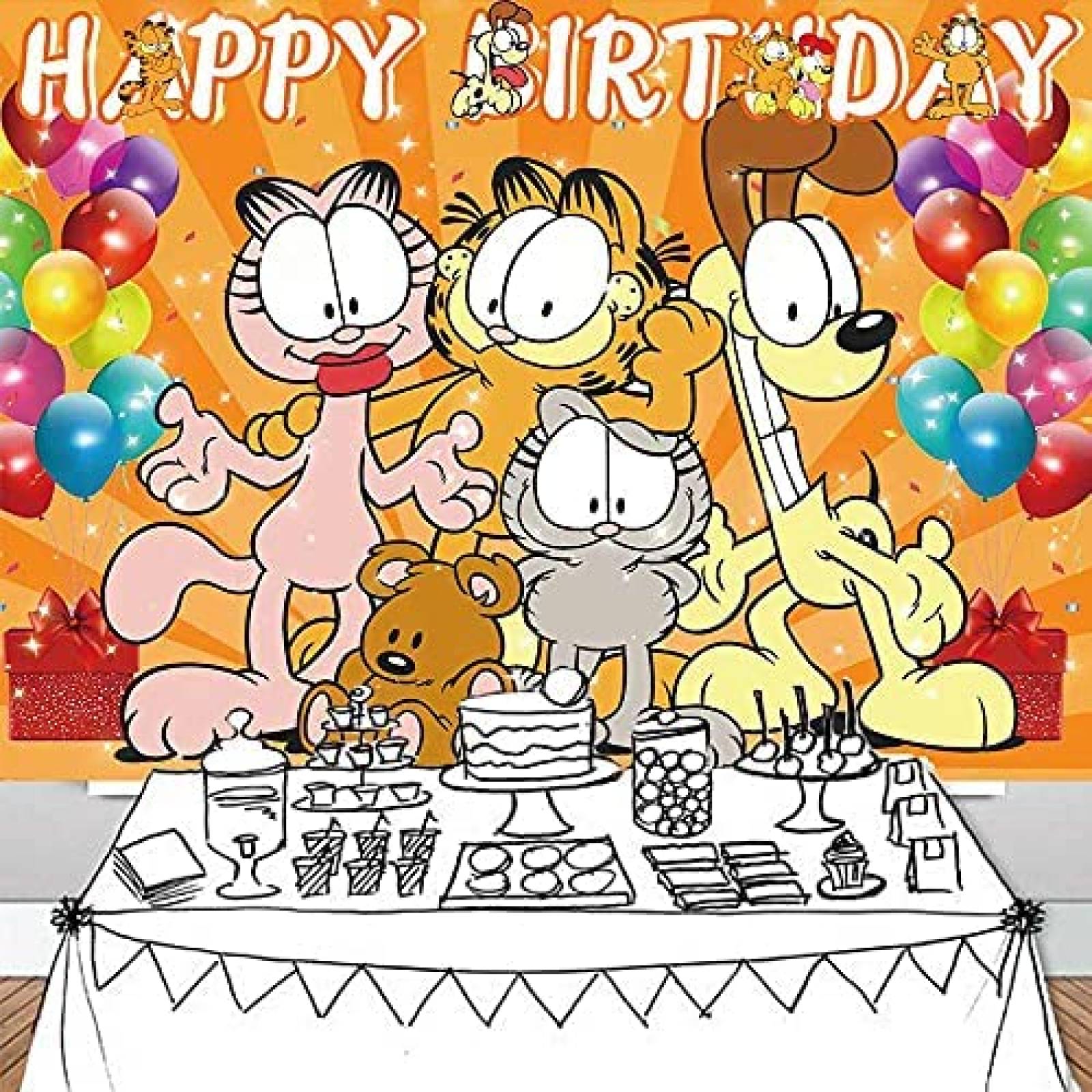 Fondo de fotografia E-HAND Garfield 7x5ft -Colorido