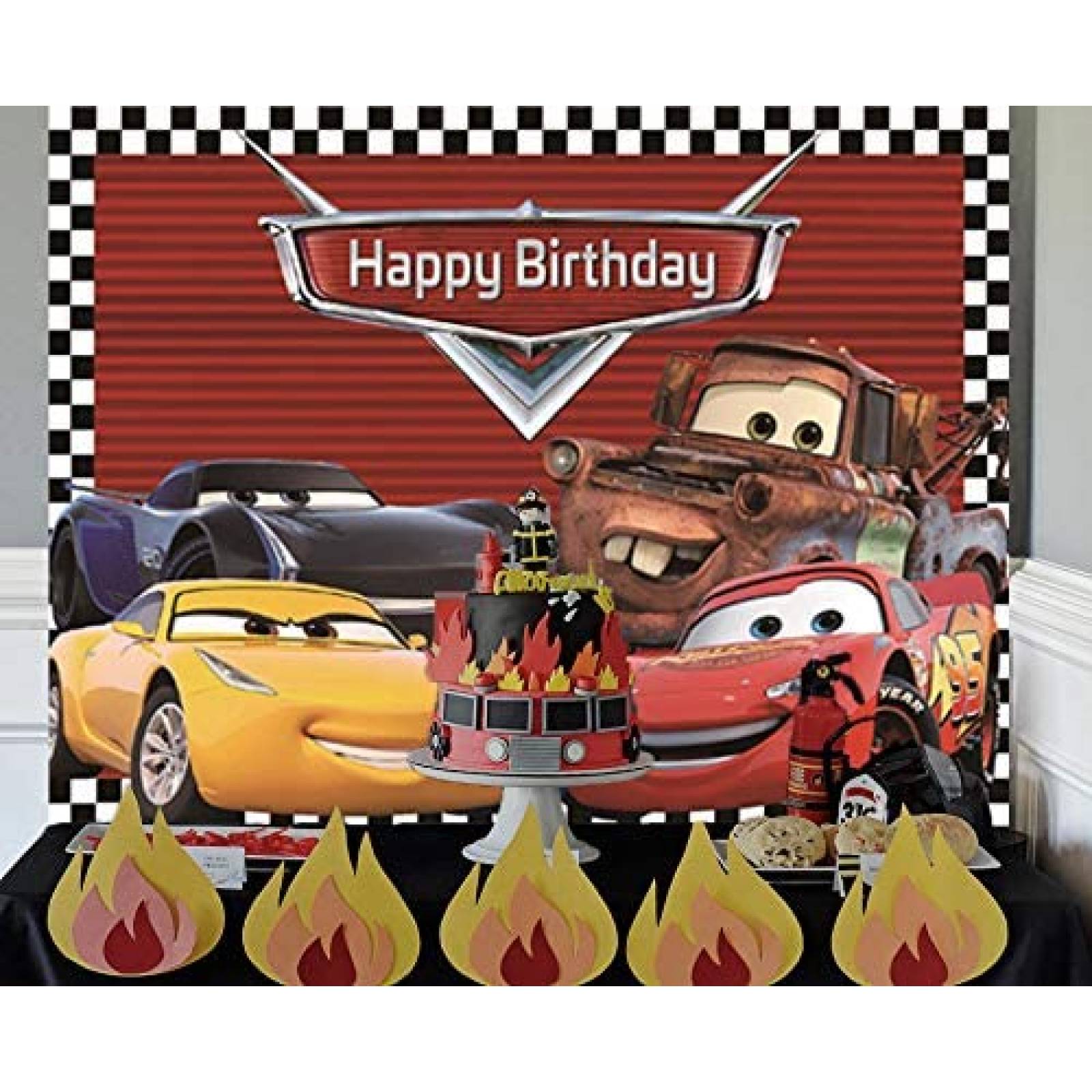 Fondo Fotografia BUTEN Cumpleaños Decoracion Cars -Rojo
