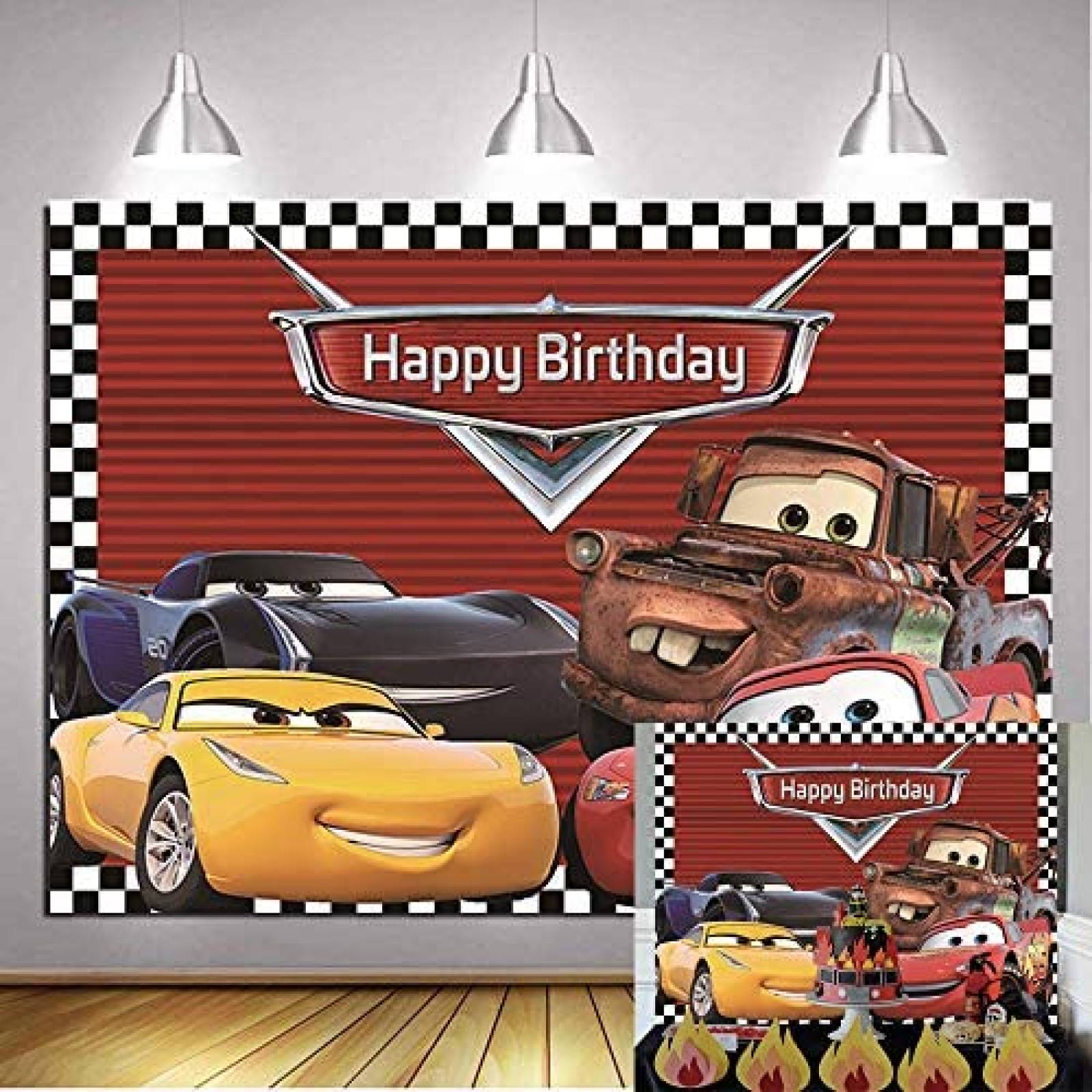 Fondo Fotografia BUTEN Cumpleaños Decoracion Cars -Rojo