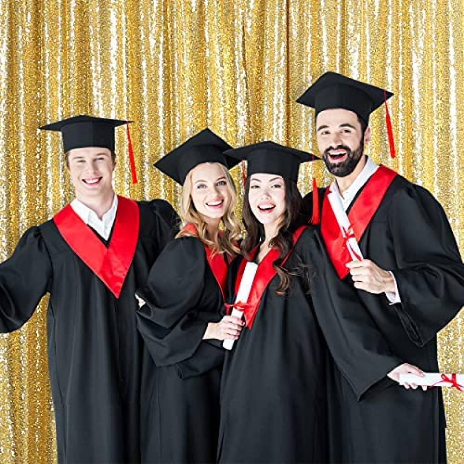 Fondo Fotografico Trlyc Cortinas Doradas 2 unidades 8 pies