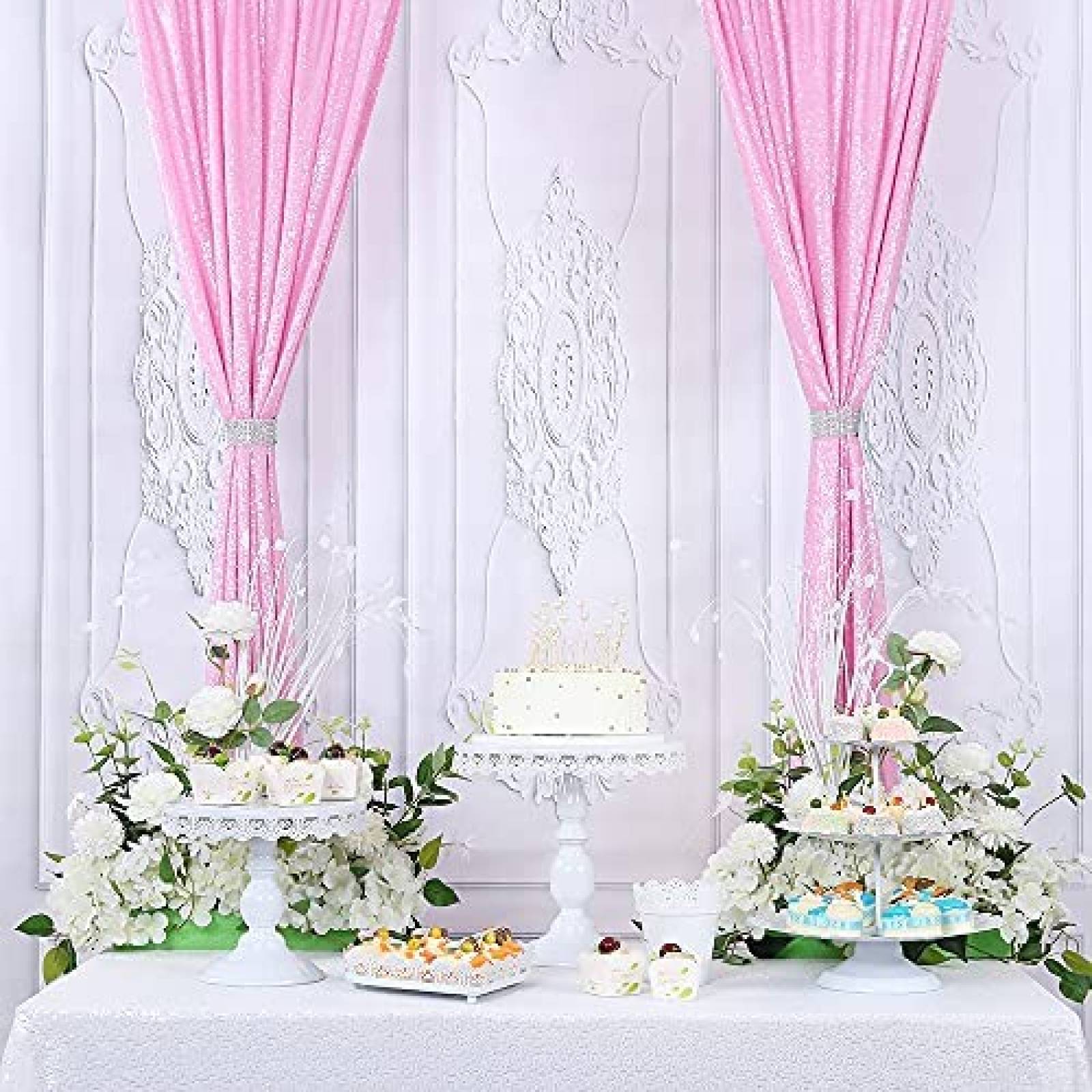 Cortinas de Fondo CIPAZEE 2 Paneles 2.2ftx8ft -Rosa