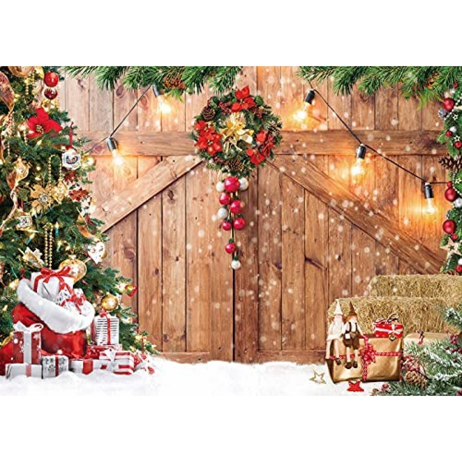 Fondo de fotografia Dudaacvt de Navidad de 7 x 5 ft rustico