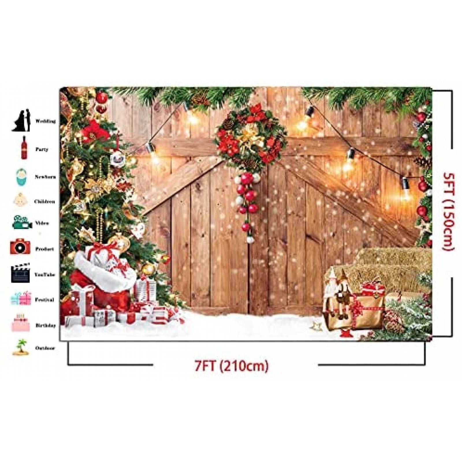 Fondo de fotografia Dudaacvt de Navidad de 7 x 5 ft rustico
