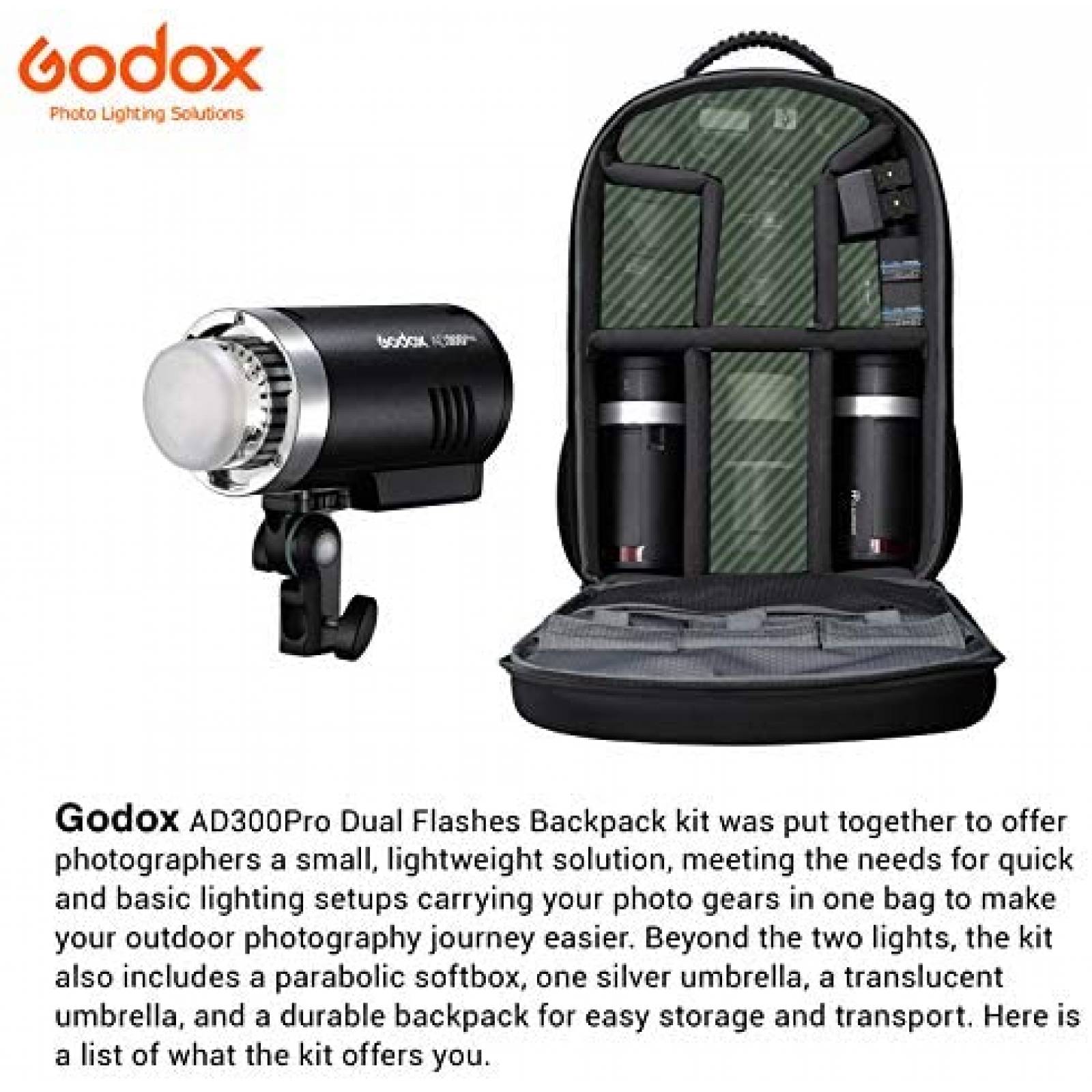 Kit luces para fotografia Godox AD300 Pro x13 Negro