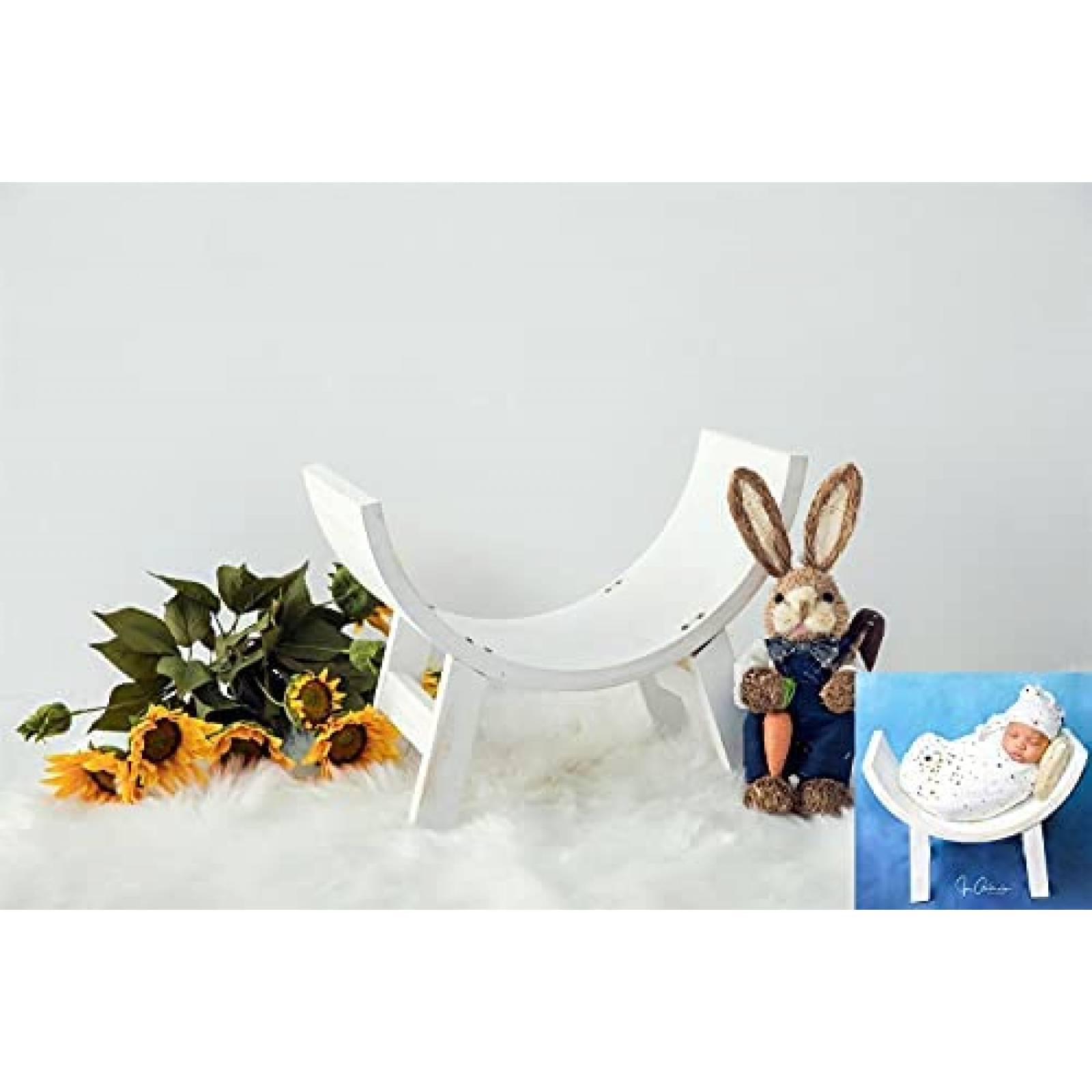 Banco de madera para fotografia de bebe K Kackool -Blanco