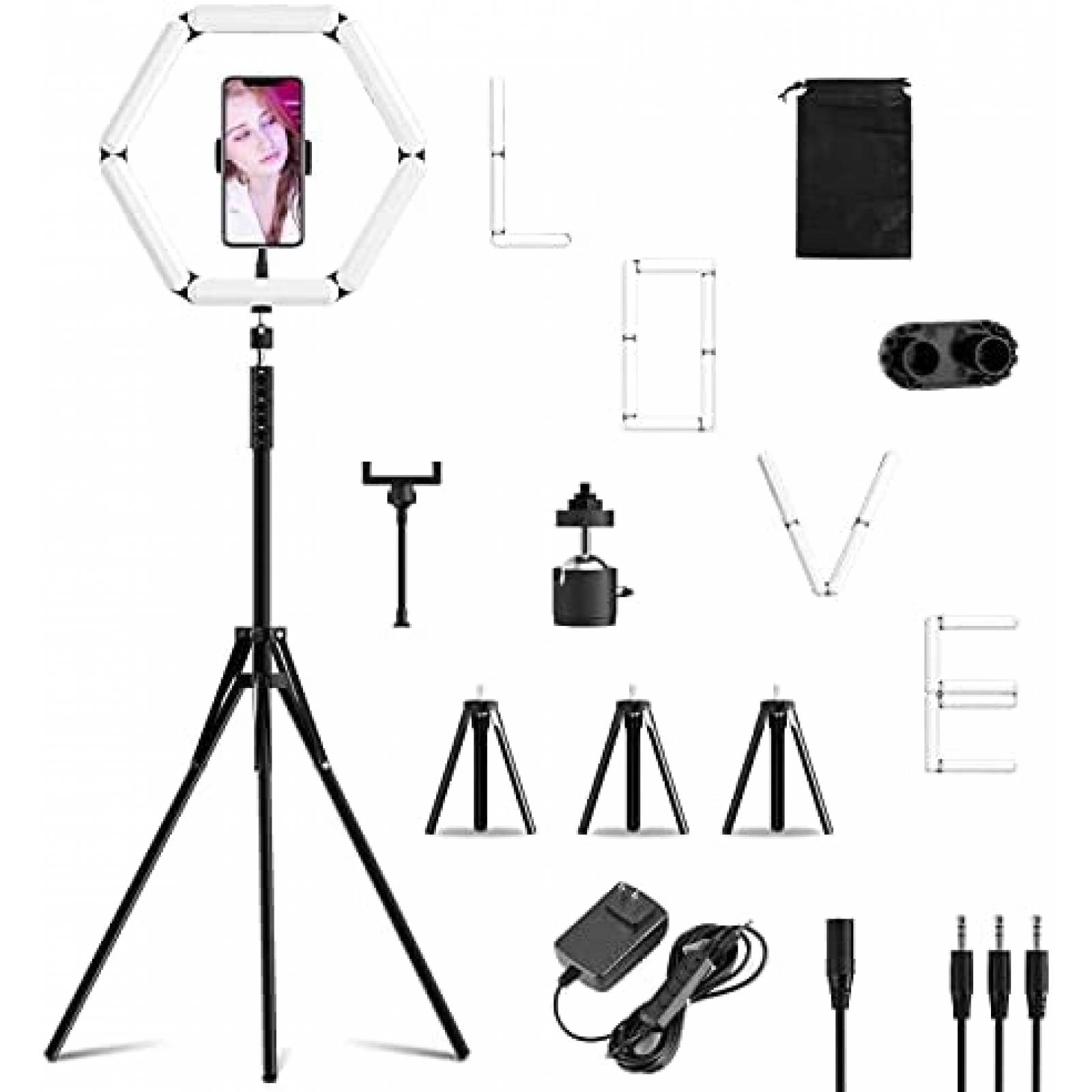 Anillo de Luz MTQ 16'' Con Tripie 92.3'' 3200-7000 K -Negro