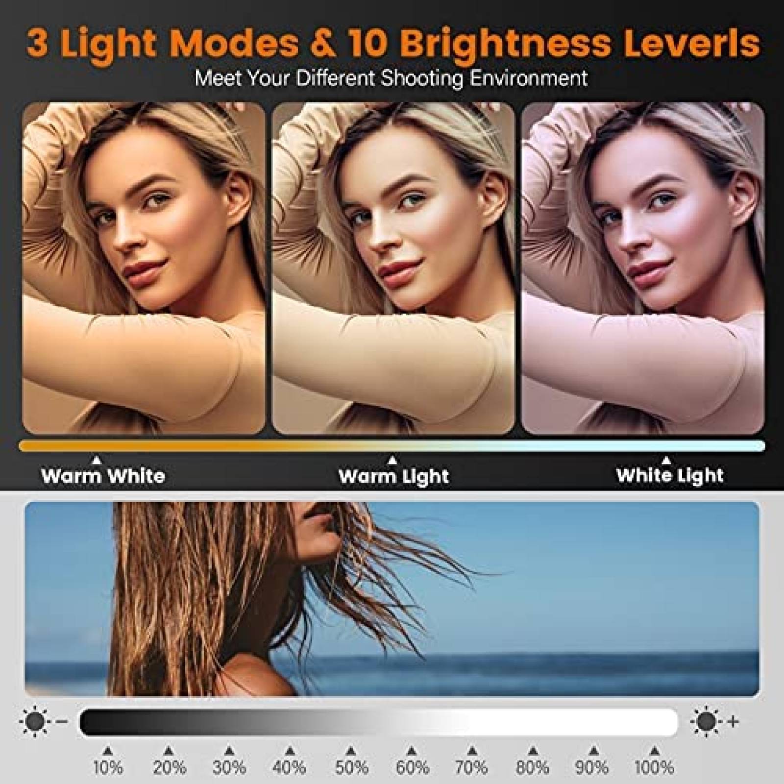 Anillo de Luz MTQ 16'' Con Tripie 92.3'' 3200-7000 K -Negro