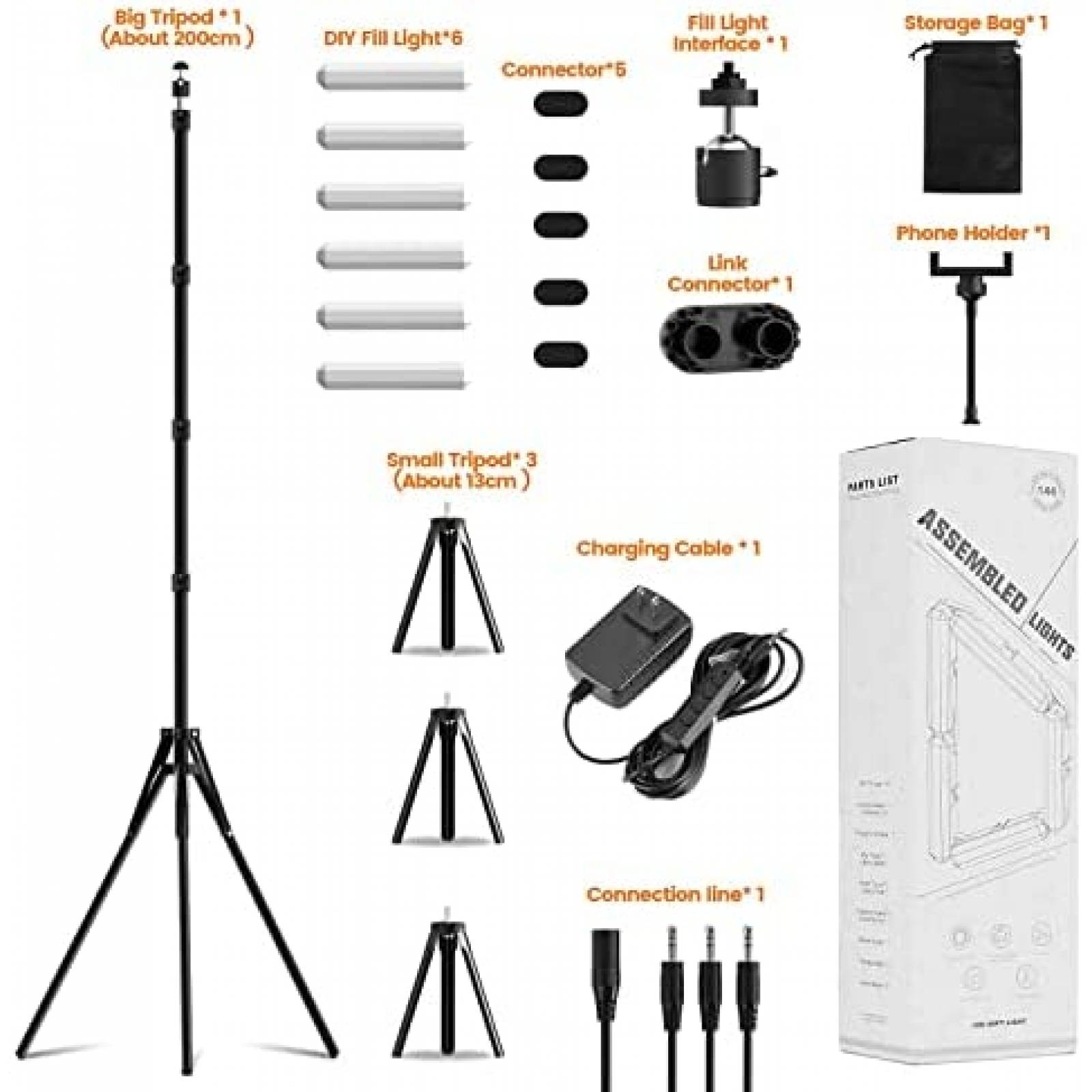 Anillo de Luz MTQ 16'' Con Tripie 92.3'' 3200-7000 K -Negro