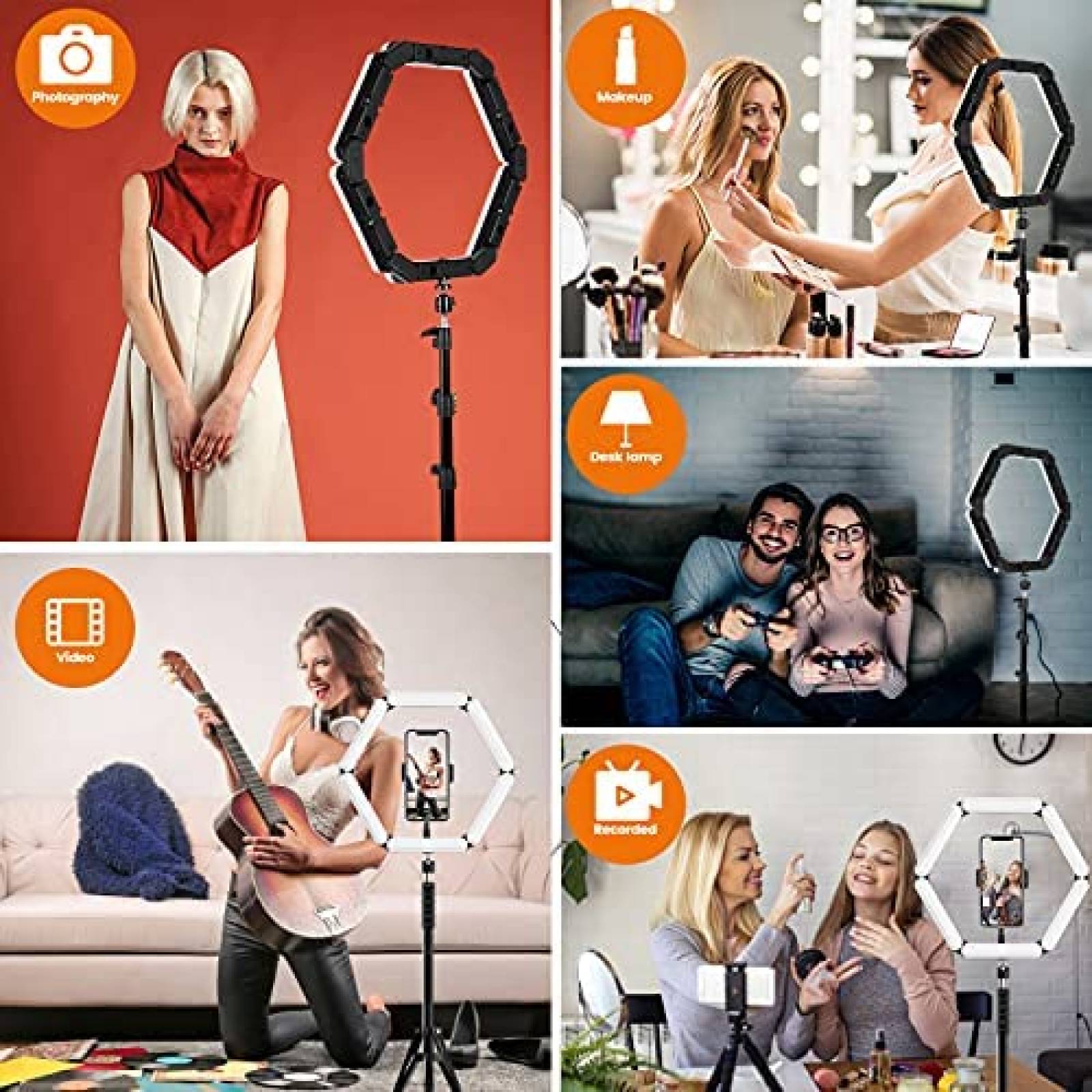 Anillo de Luz MTQ 16'' Con Tripie 92.3'' 3200-7000 K -Negro