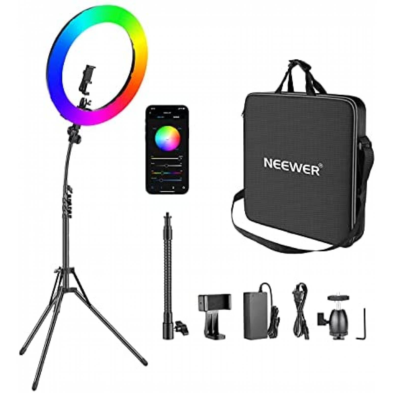 Pack aro de luz para telefono Neewer 18" x7 -Negro