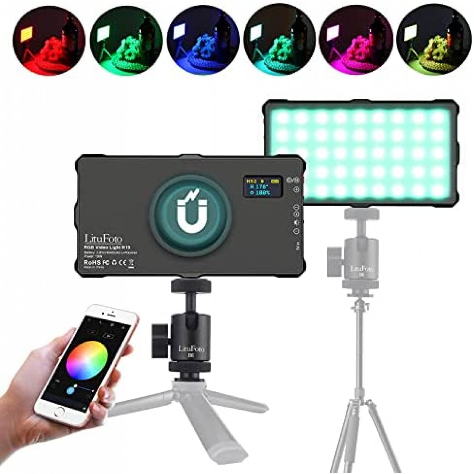 Luz de relleno LituFoto R19 multifuncion con luz LED RGB