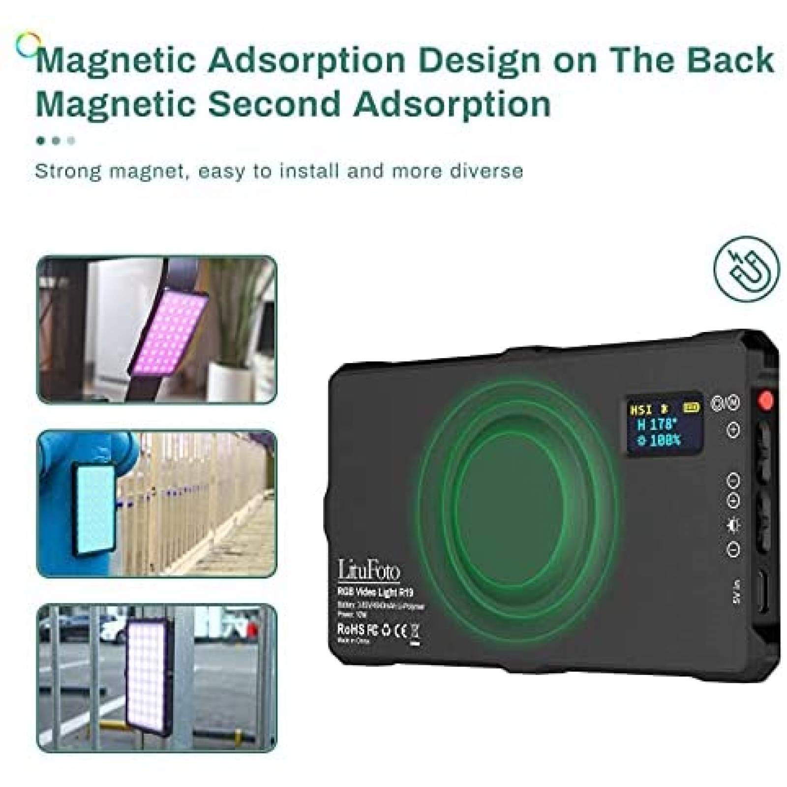 Luz de relleno LituFoto R19 multifuncion con luz LED RGB