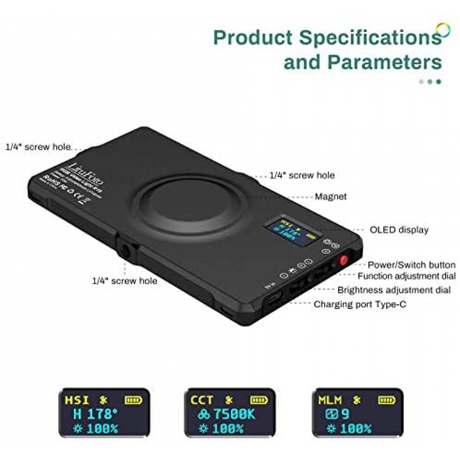 Luz de relleno LituFoto R19 multifuncion con luz LED RGB