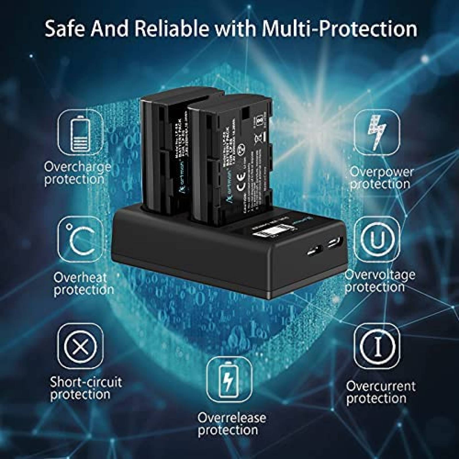 Bateria Artman LP-E6 LP E6N Con Cargador LCD Para Canon EOS