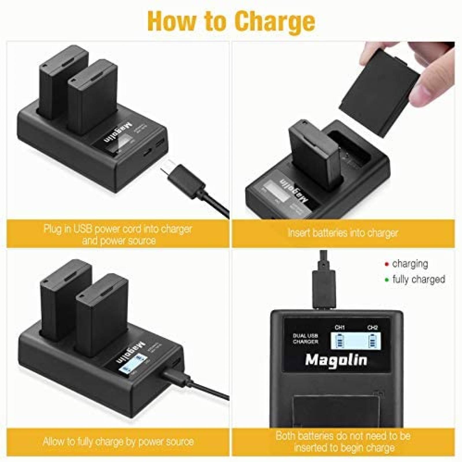 Cargador de Baterias de Camara Magolin para Canon EOS -Negro