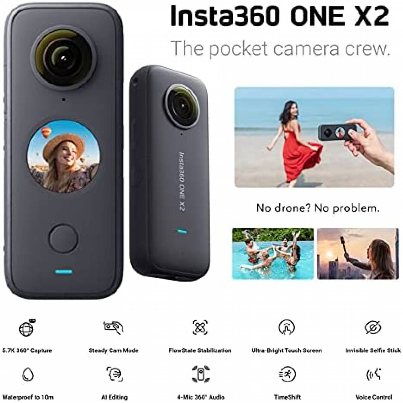 Insta360 One X2 Estabilización De Cámara De Acción A Prueba De