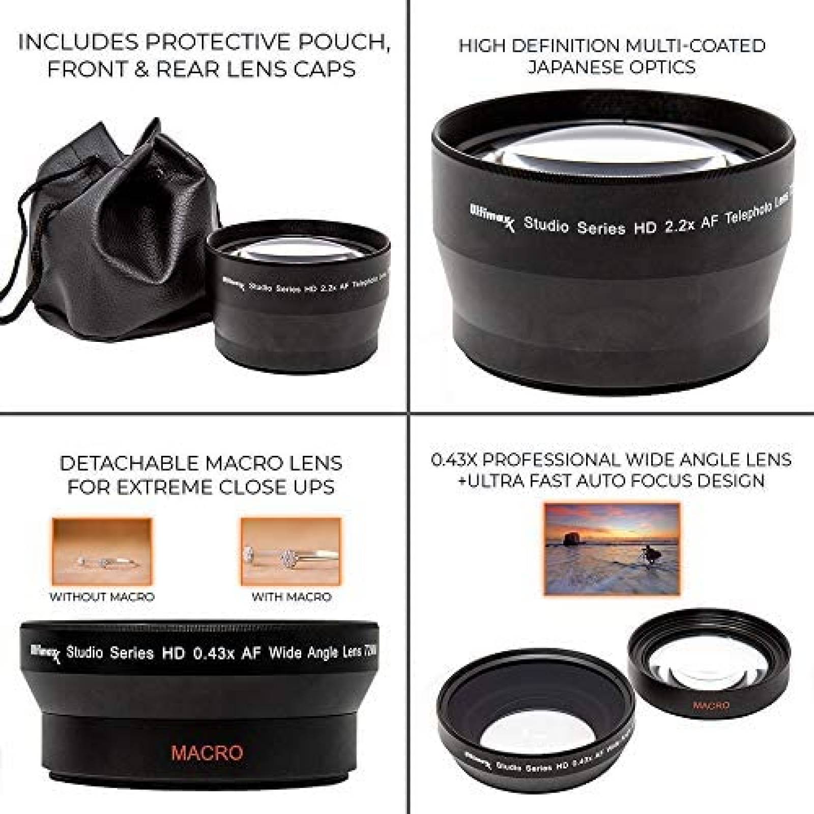 Kit accesorios camara Nikon uLTIMAXX 55MM x27 64GB -Negro