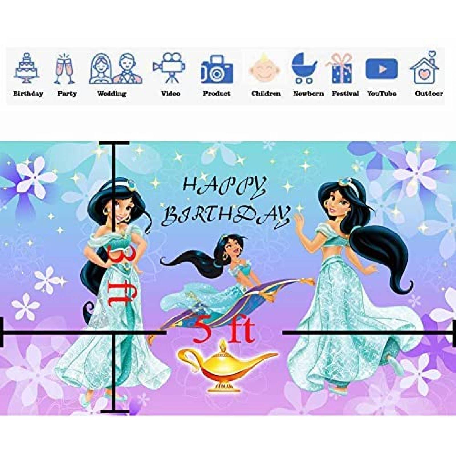 Fondo Fotografia Smile Princesa Jasmine Decoracion 5x3pies