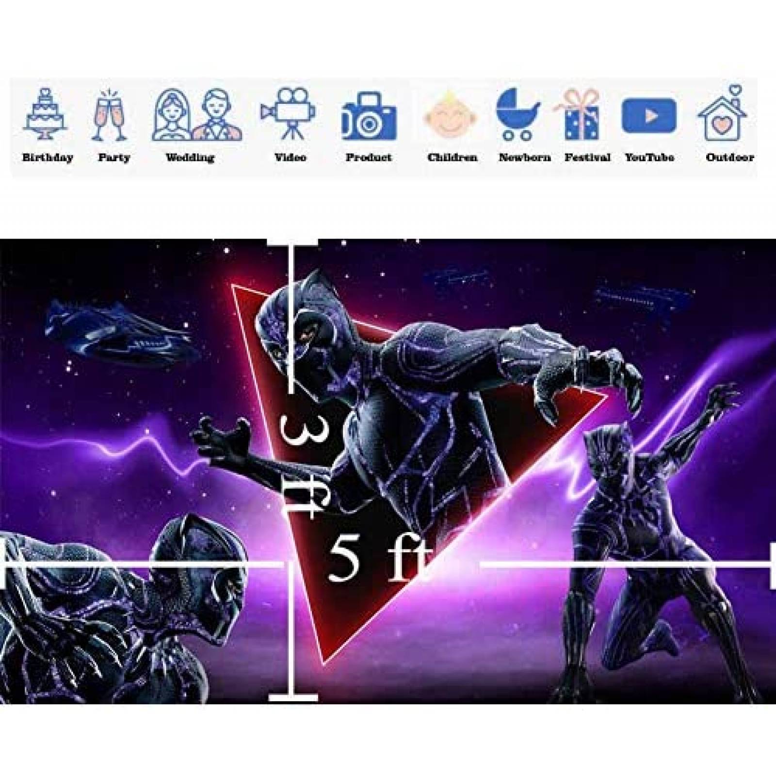 Fondo de fotografia Smile World 4.9x31.2 ft Black Panther