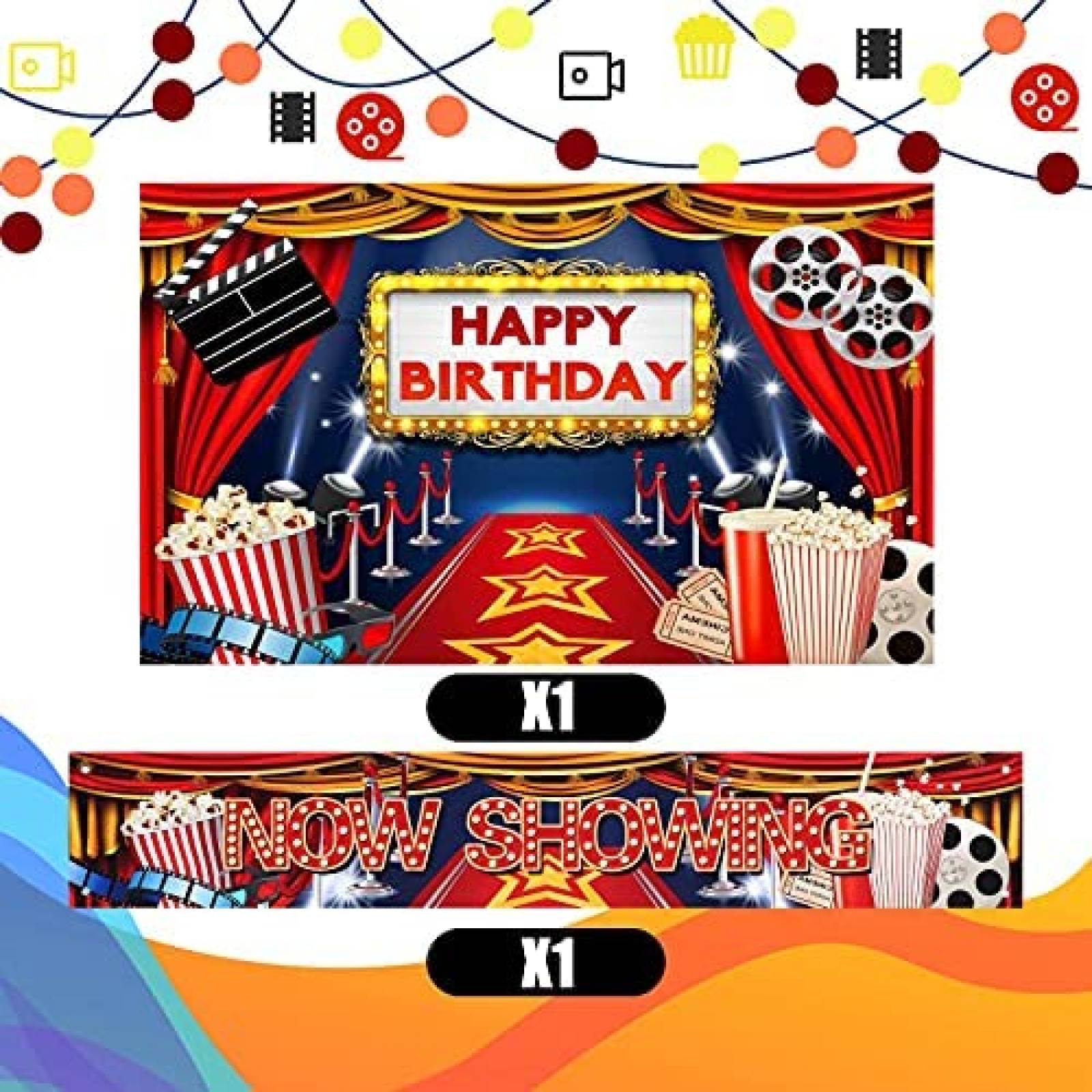 Fondo fotografia Tatuo Noche de cine 6x1ft -Colorido