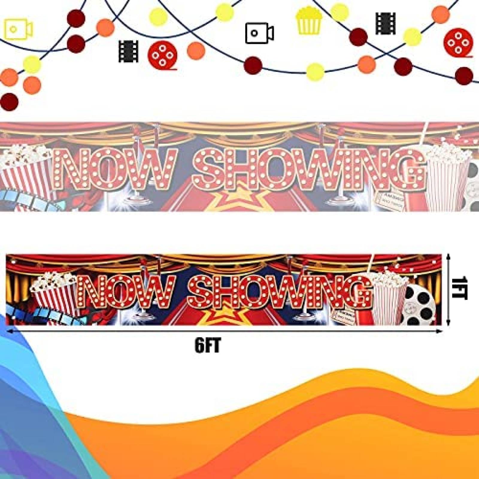 Fondo fotografia Tatuo Noche de cine 6x1ft -Colorido