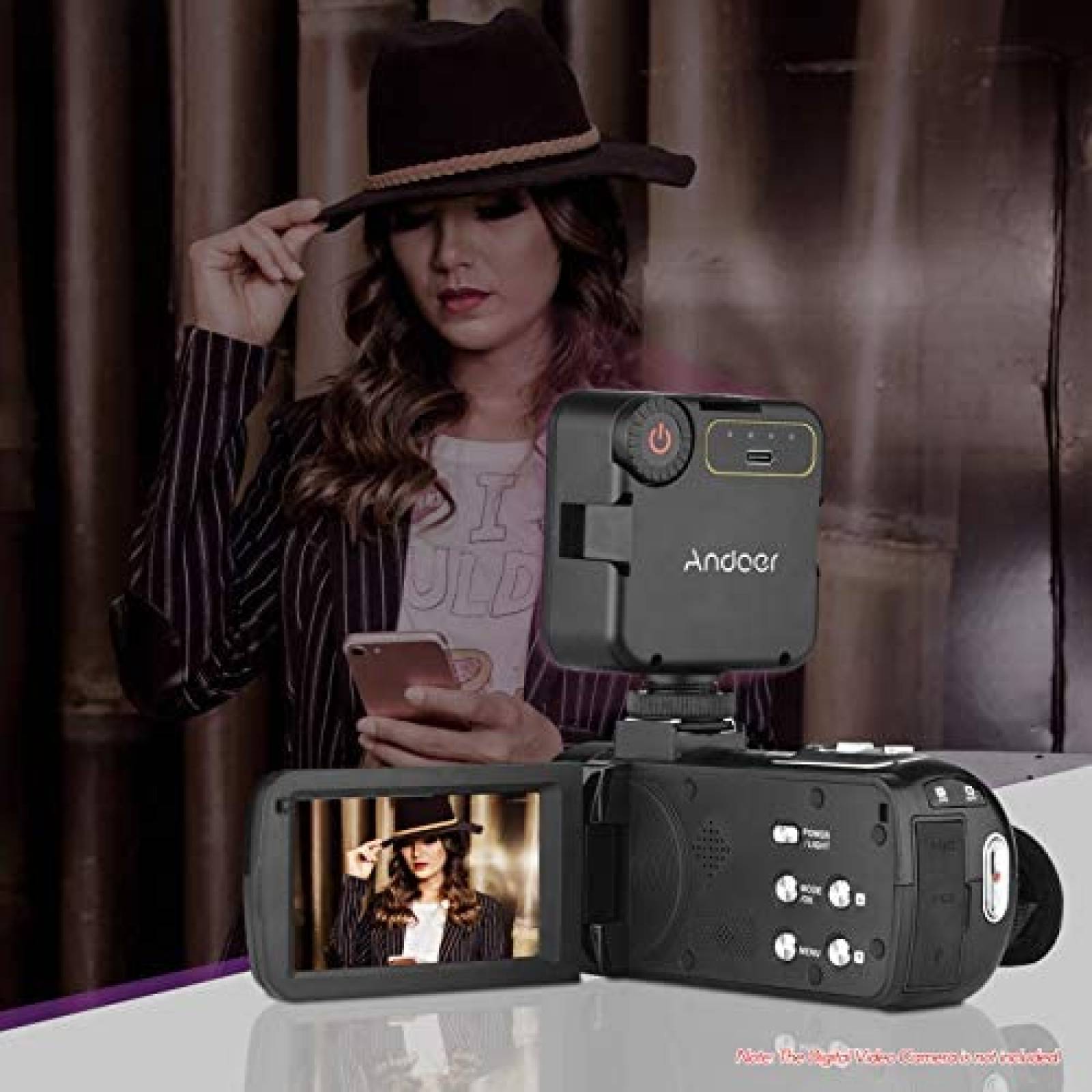 Panel de Luz LED Andoera Mini IR para Videocamara -Negro