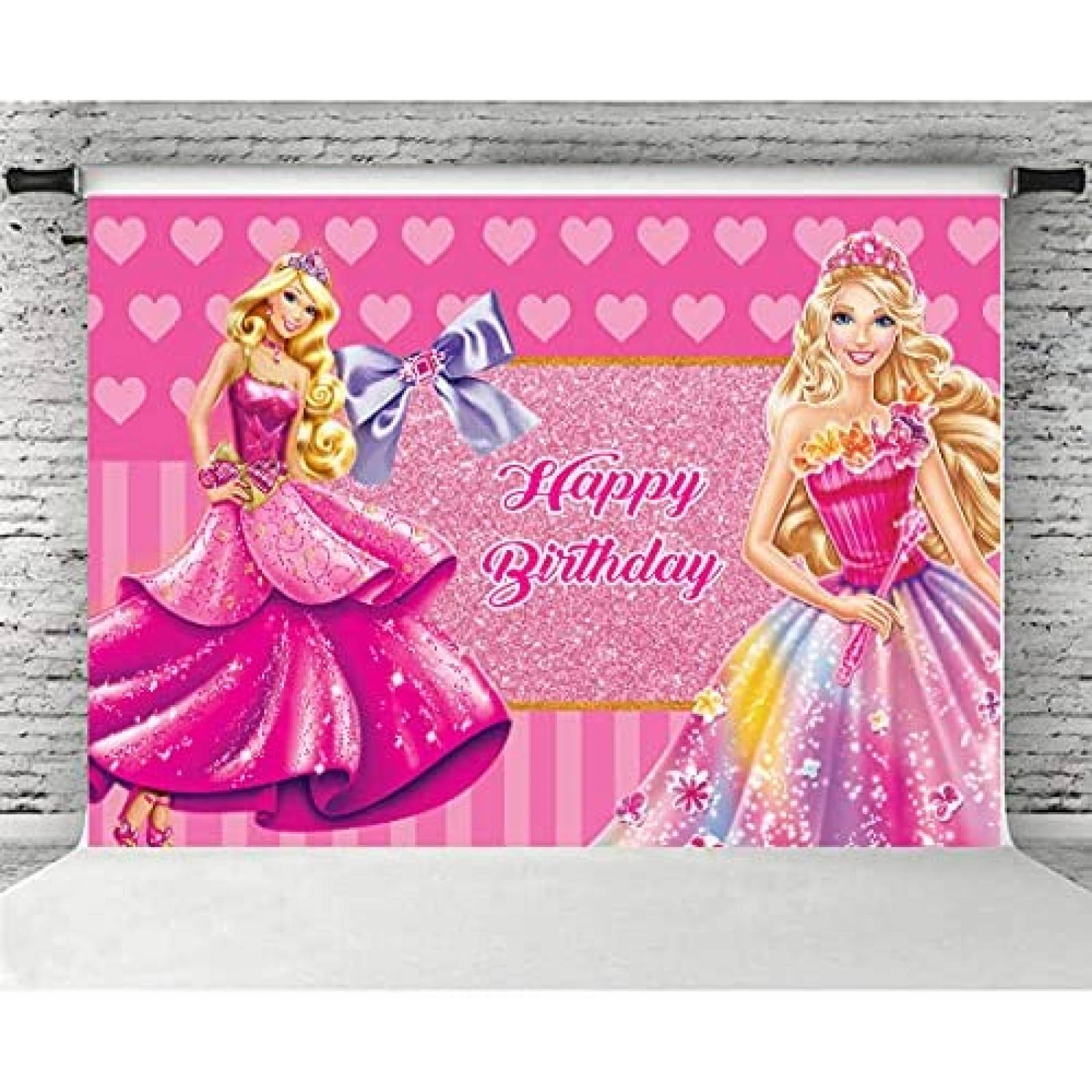 Telon de fondo withu Barbie Feliz Cumpleaños -Rosa