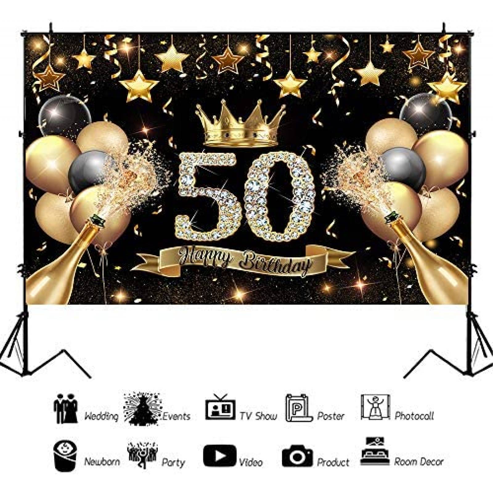 Fondo Fotografia withu Feliz Cumpleaños Decoracion 50 años