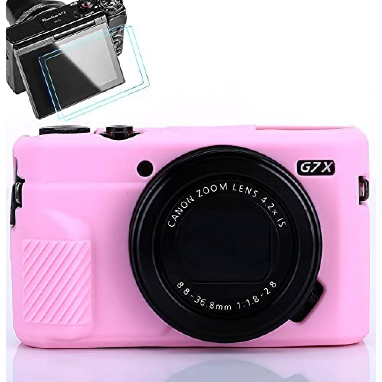 Carcaza Camara Pocoukate Canon G7X Compatible Silicon -Rosa