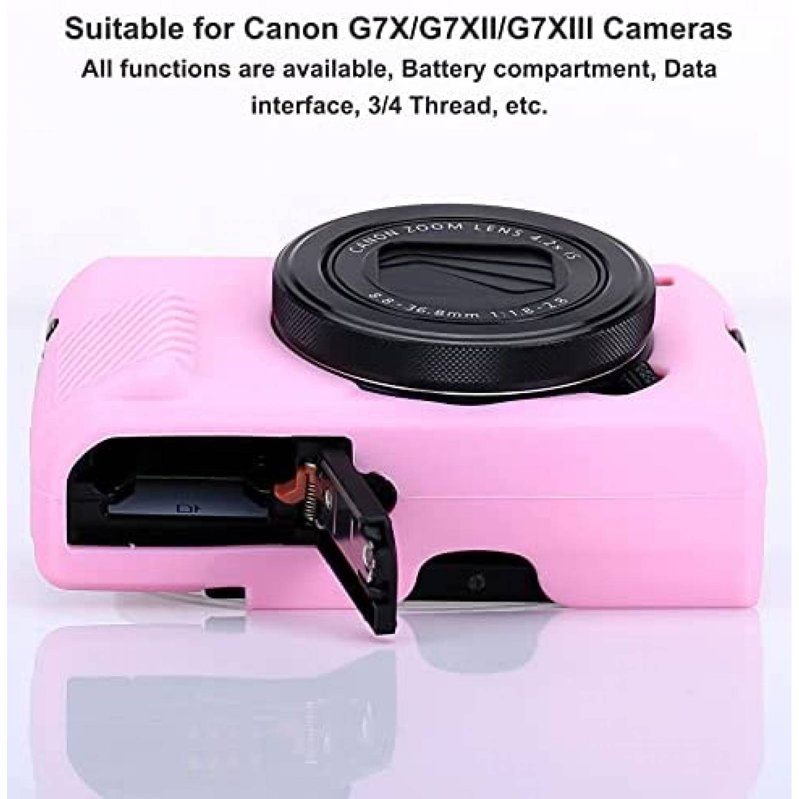 Carcaza Camara Pocoukate Canon G7X Compatible Silicon -Rosa