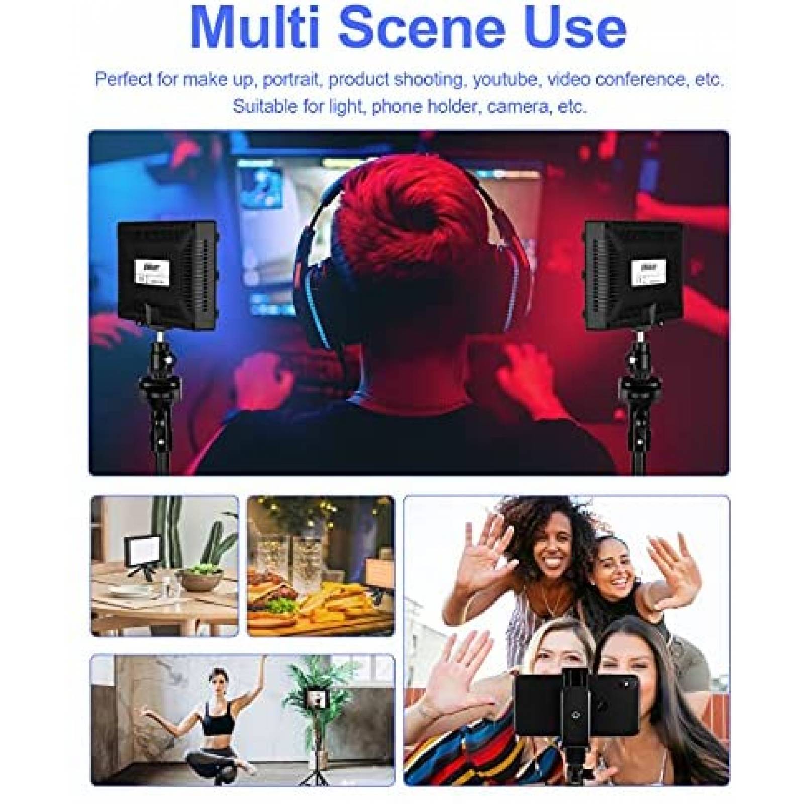 Kit de luces LED para fotografia/video EMART x9 -Negro