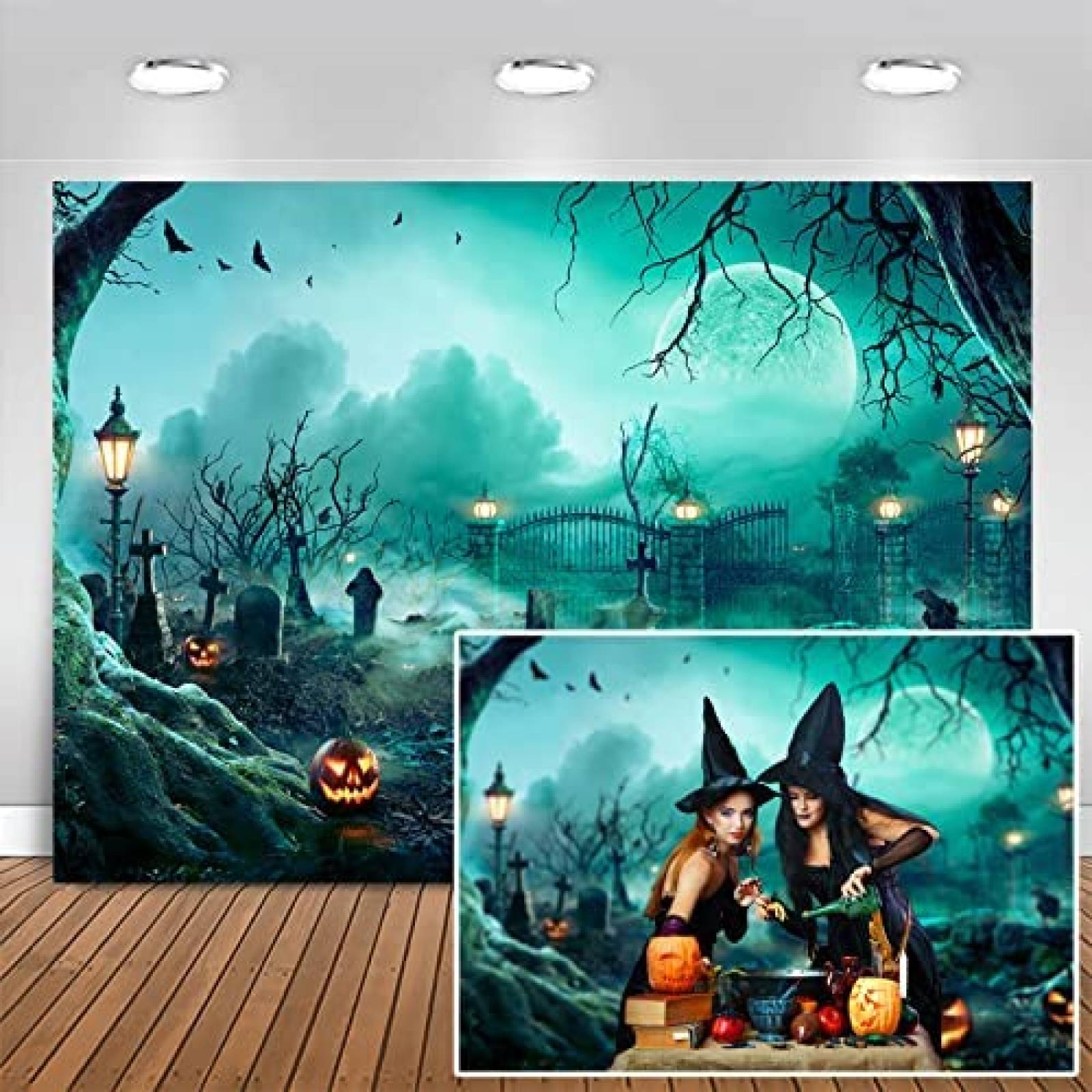 Fondo Fotografia Mocsicka Halloween Decoracion 82x60" -Azul