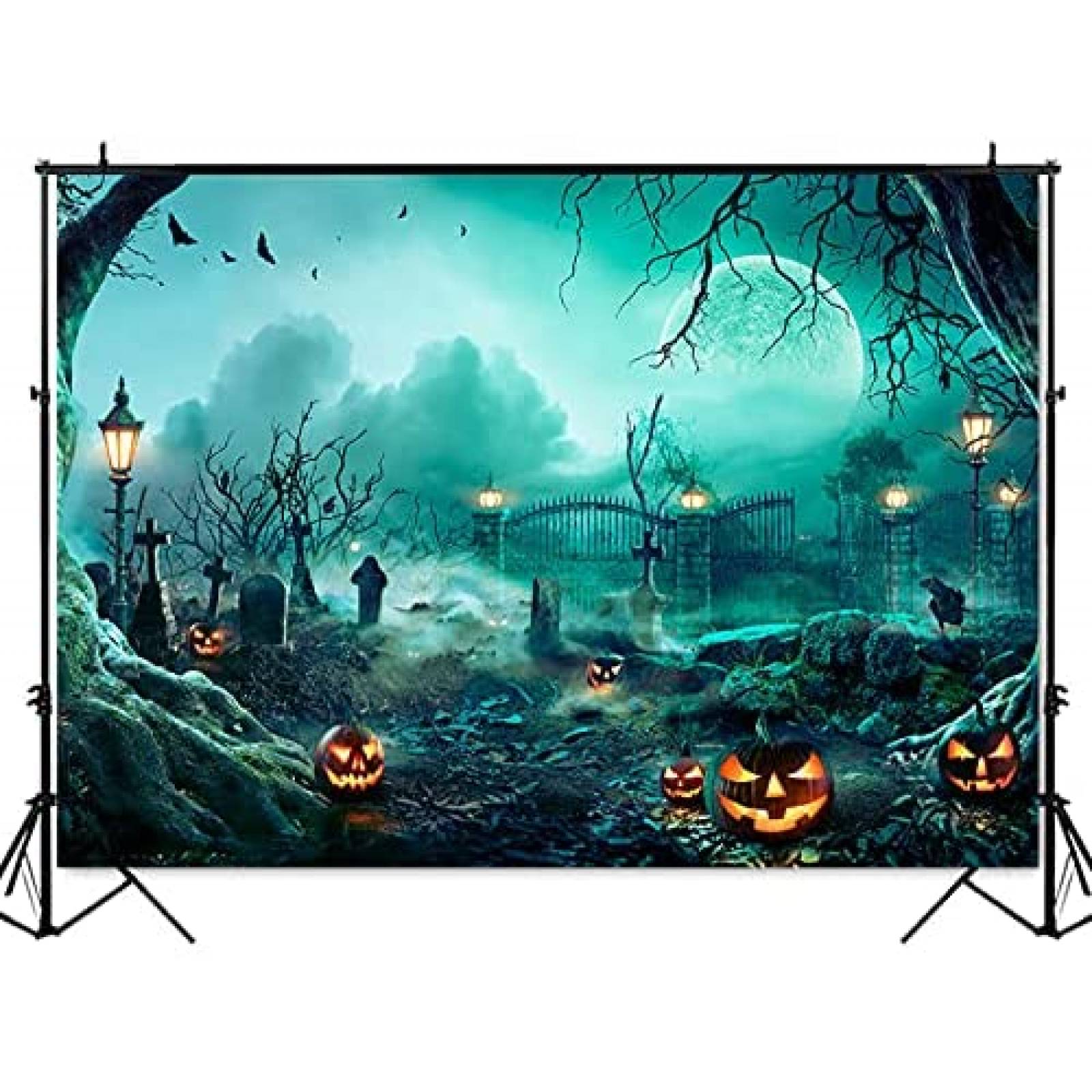 Fondo Fotografia Mocsicka Halloween Decoracion 82x60" -Azul