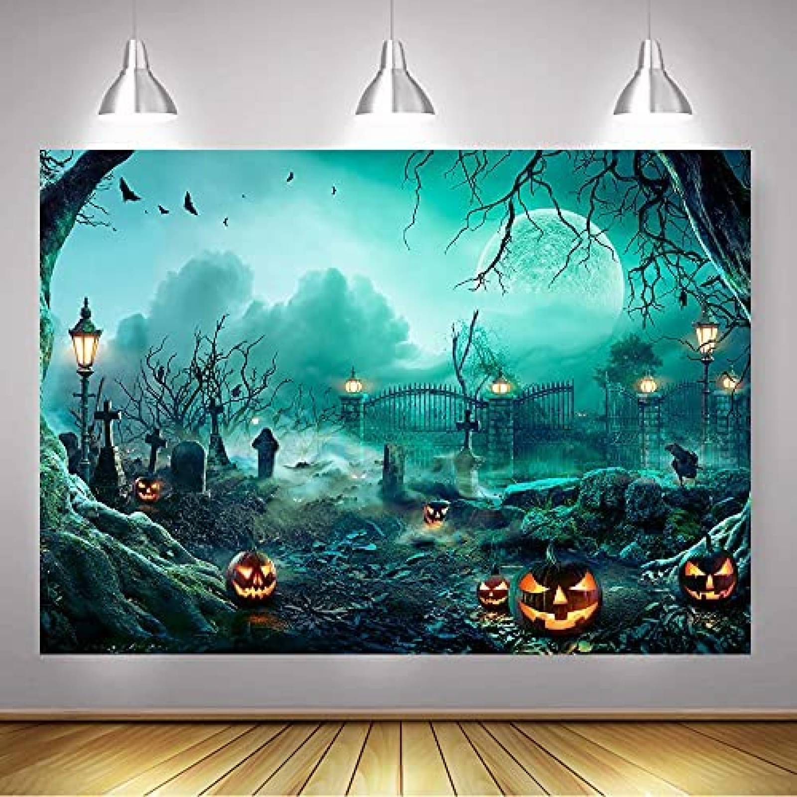 Fondo Fotografia Mocsicka Halloween Decoracion 82x60" -Azul