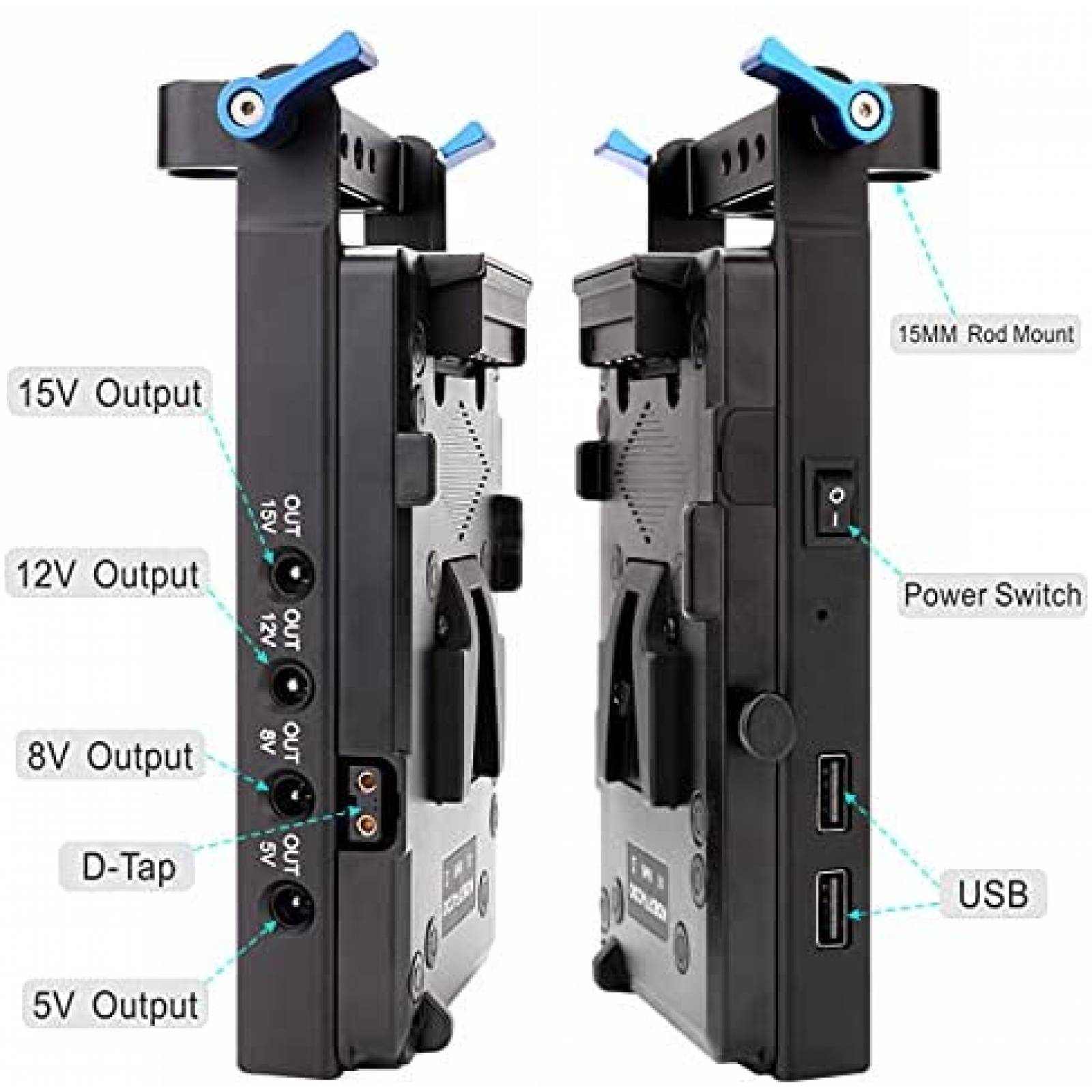 Placa de alimentacion adaptador KOERTACOO V-Mount Lock
