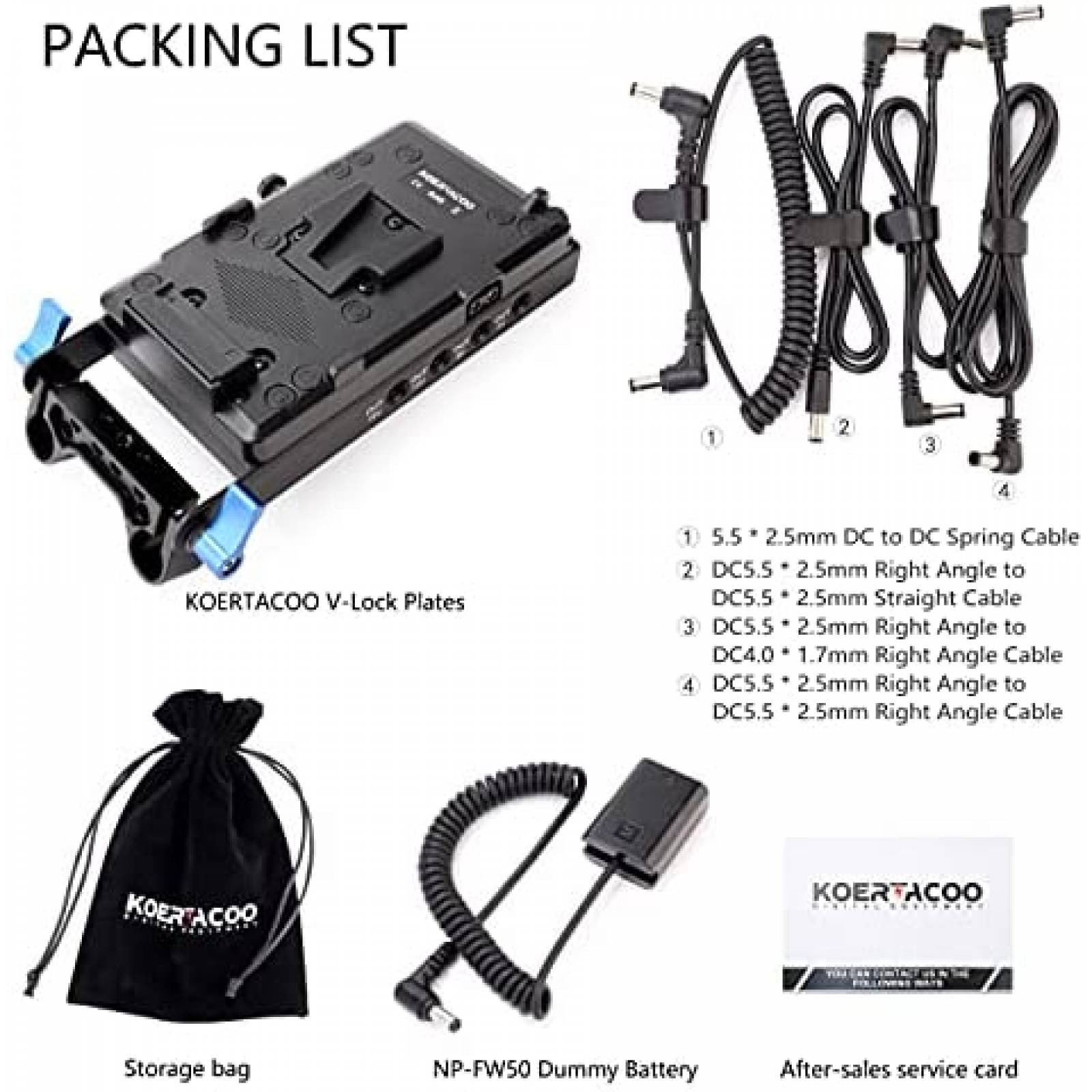 Placa de alimentacion adaptador KOERTACOO V-Mount Lock