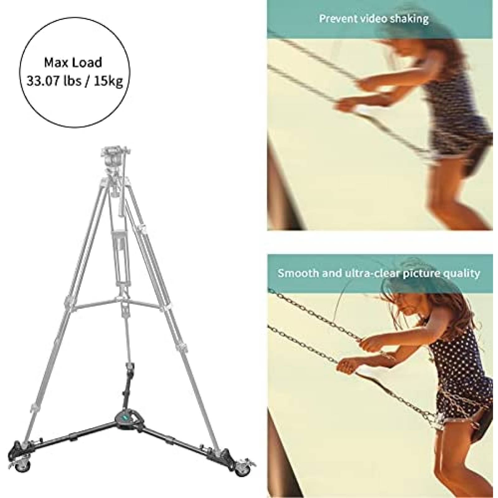 Tripode HTURS DW75 con Ruedas 3" para Camara -Negro