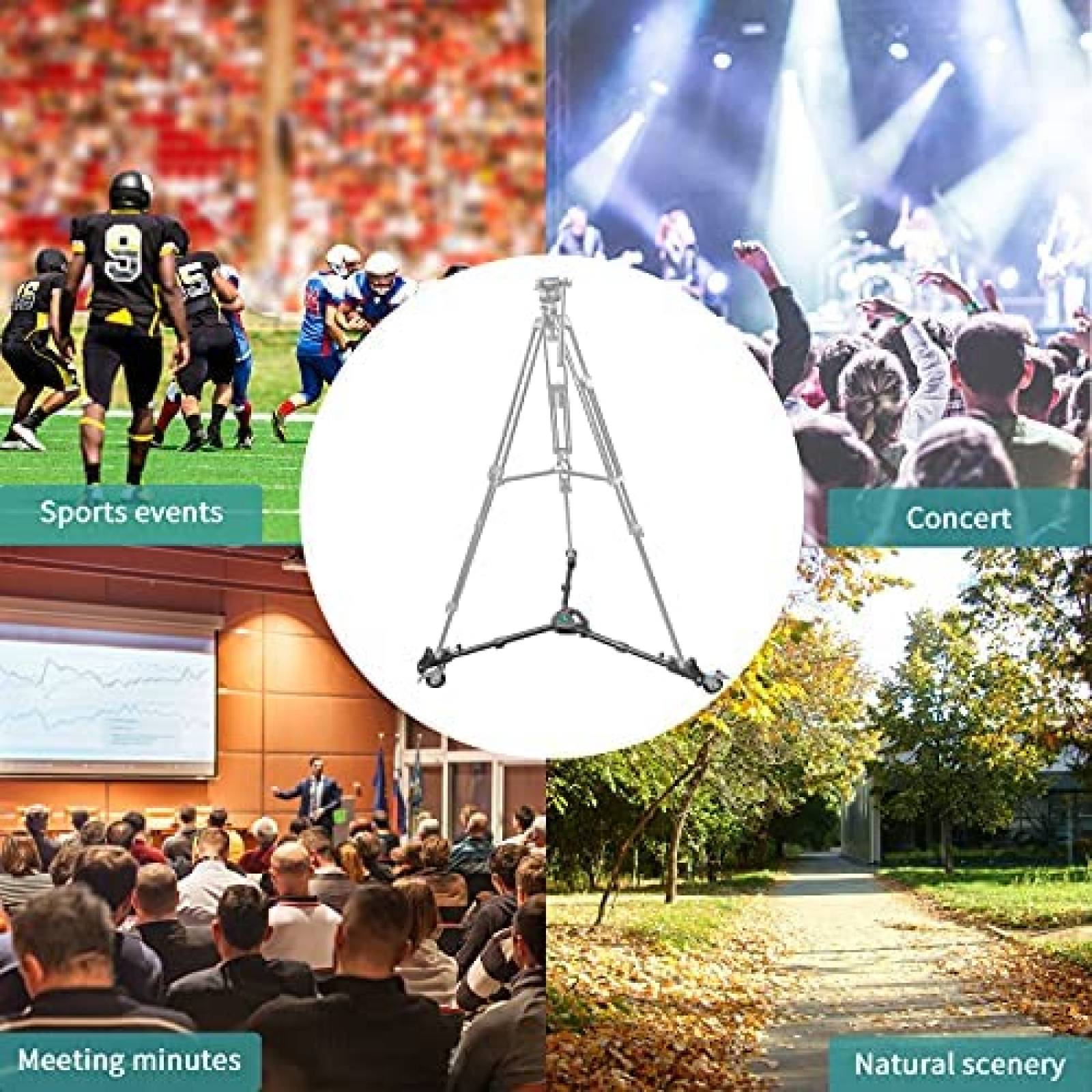 Tripode HTURS DW75 con Ruedas 3" para Camara -Negro