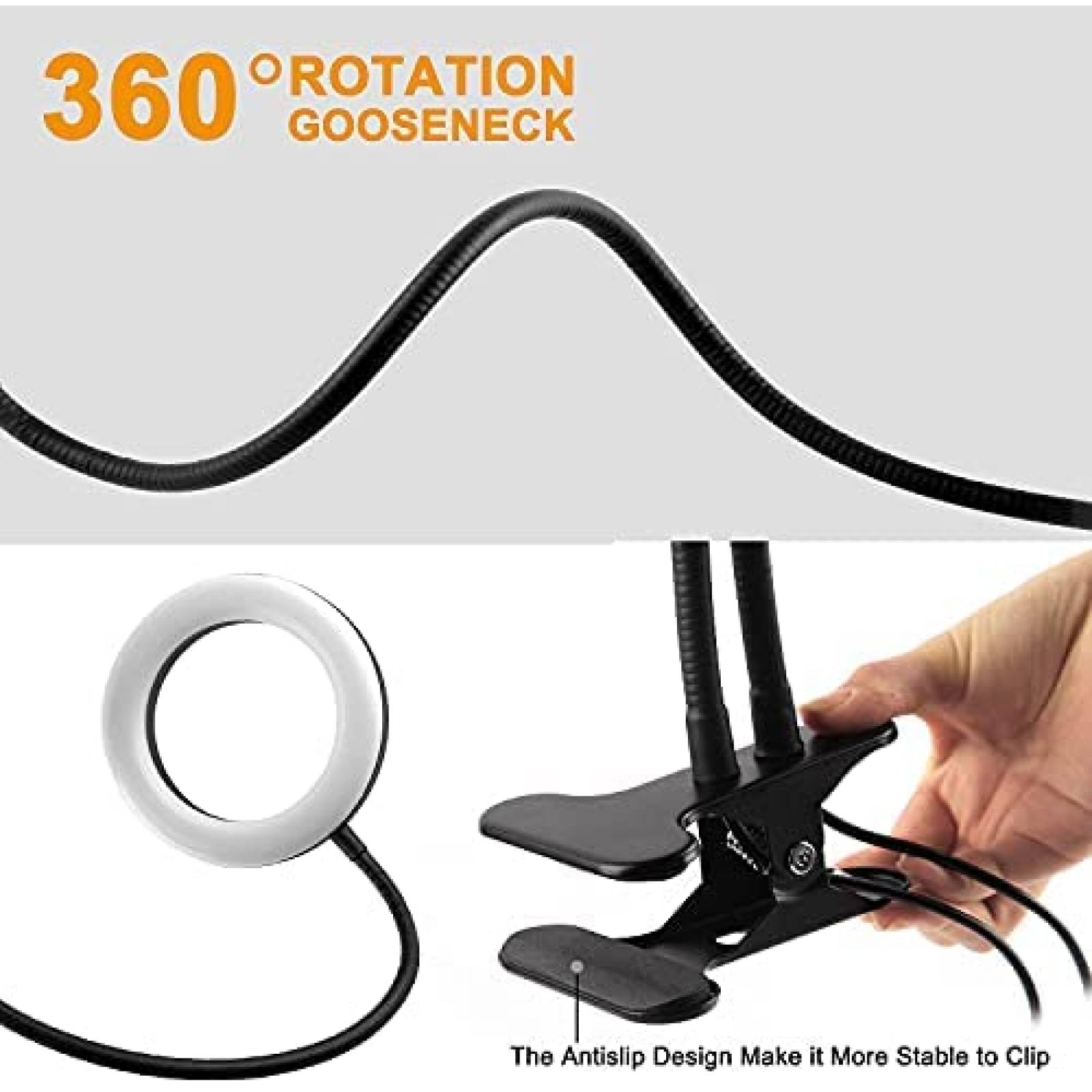 Luz de anillo doble UPXDUMI para computadora LED 6" -Negro