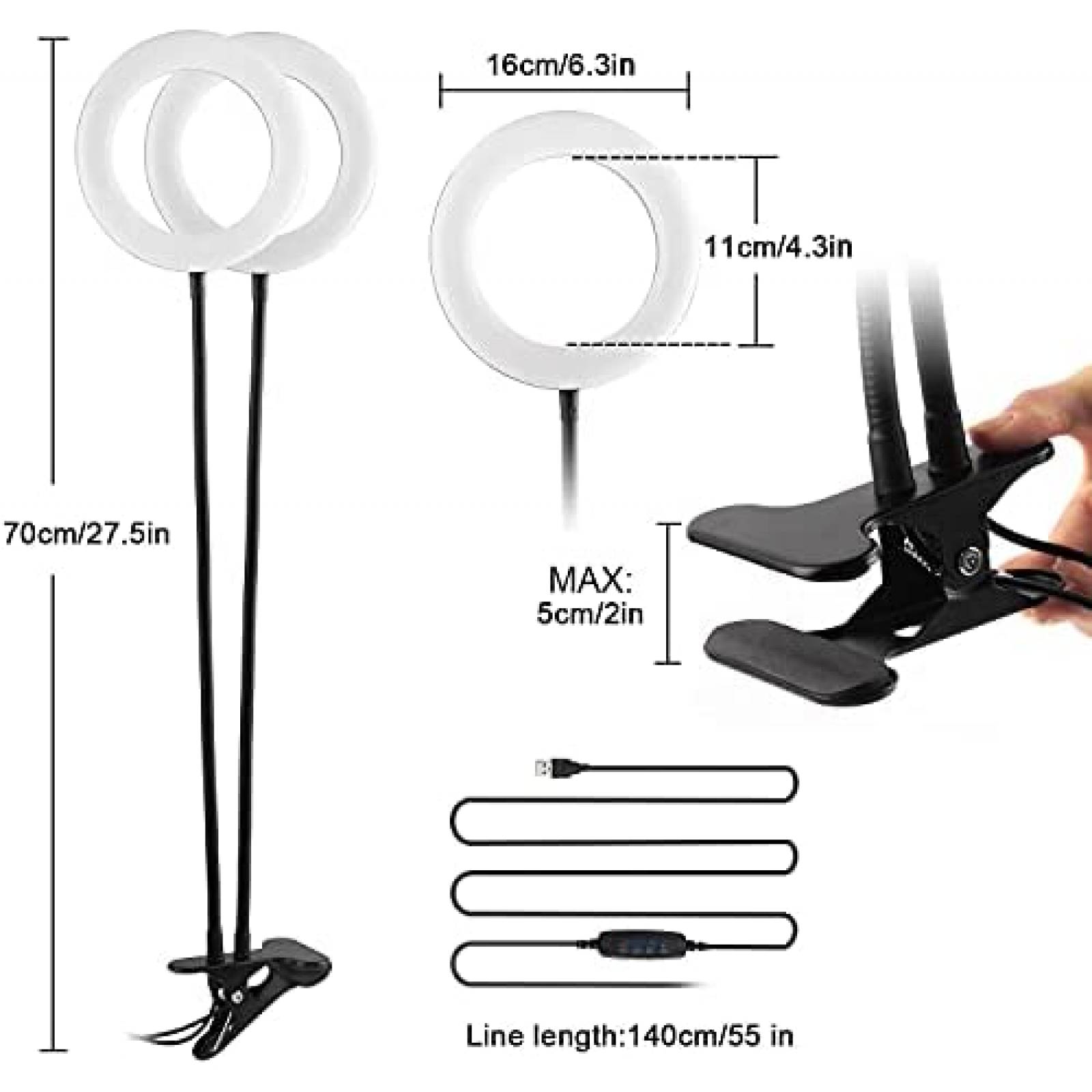 Luz de anillo doble UPXDUMI para computadora LED 6" -Negro