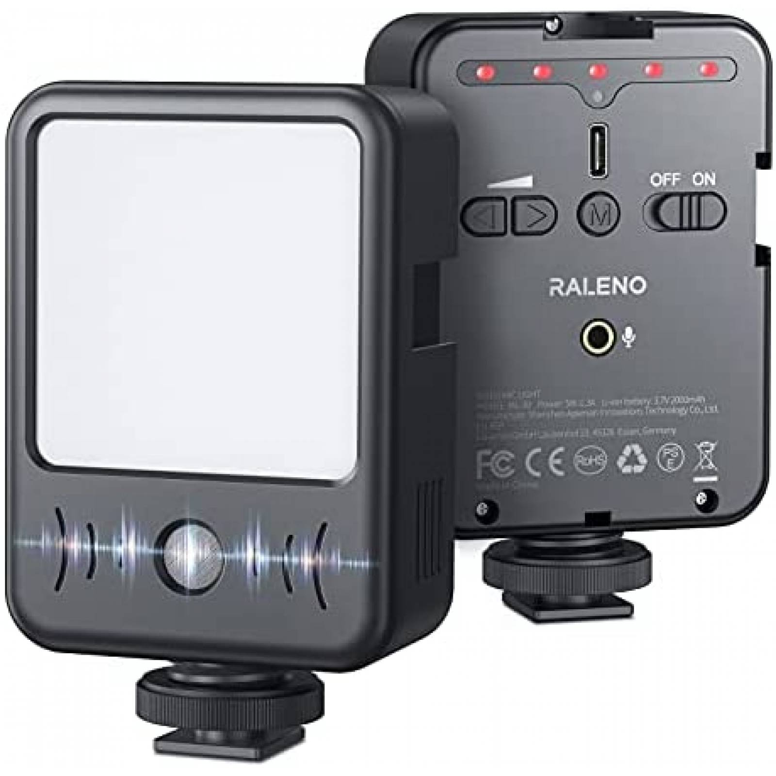 Lus de Video RALENO Recargable 6500 K 2000 mAh -Negro