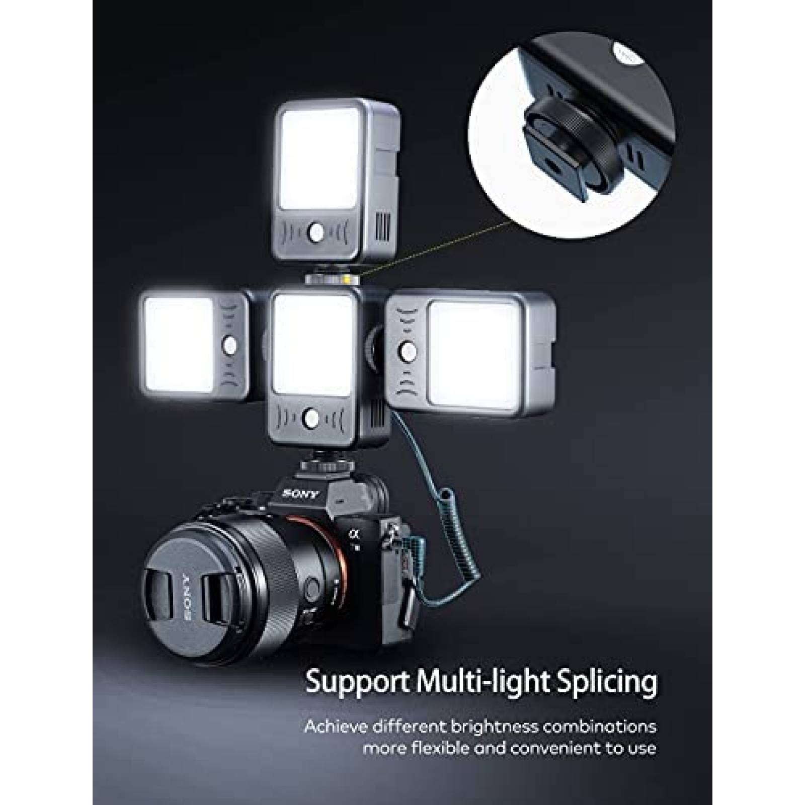 Lus de Video RALENO Recargable 6500 K 2000 mAh -Negro