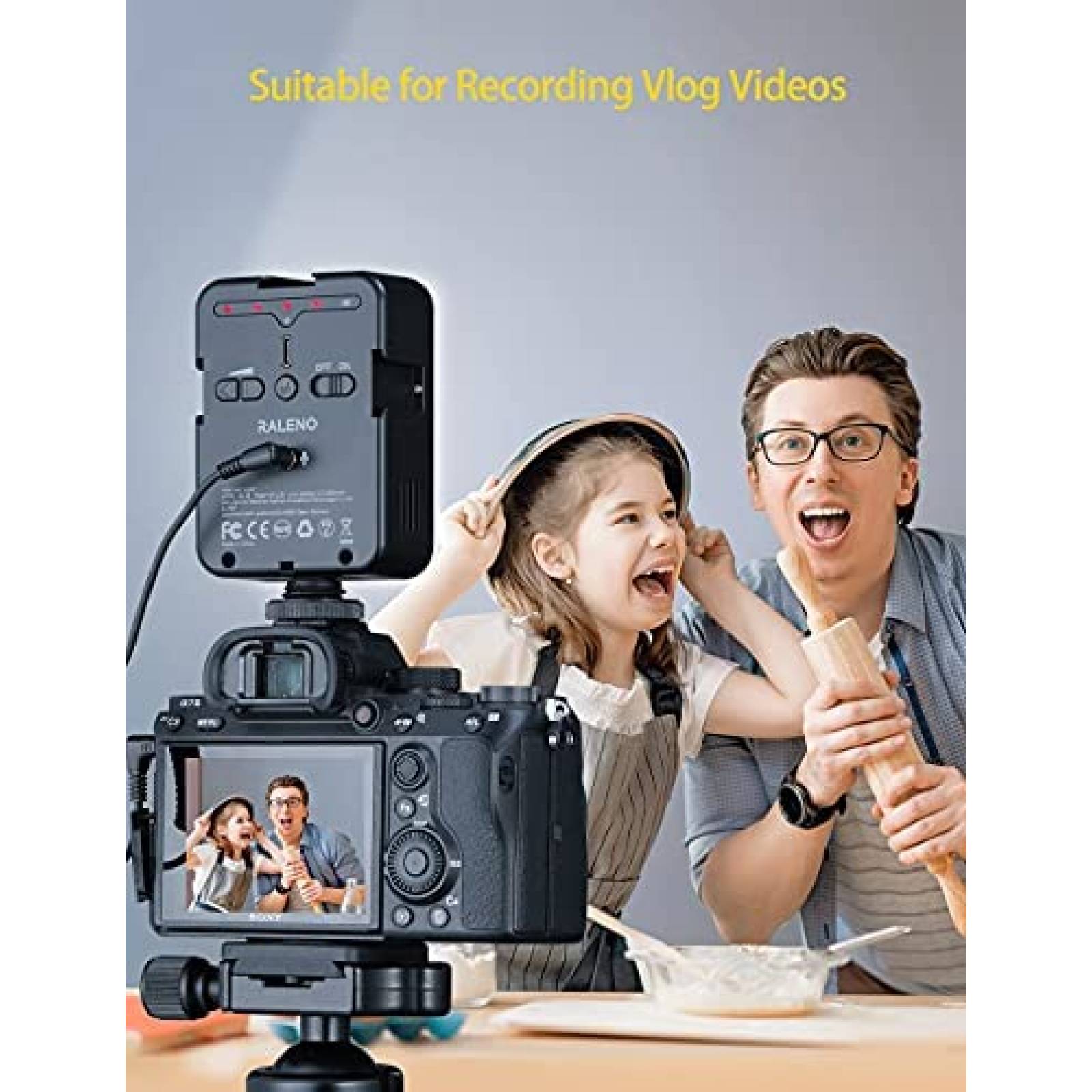 Lus de Video RALENO Recargable 6500 K 2000 mAh -Negro