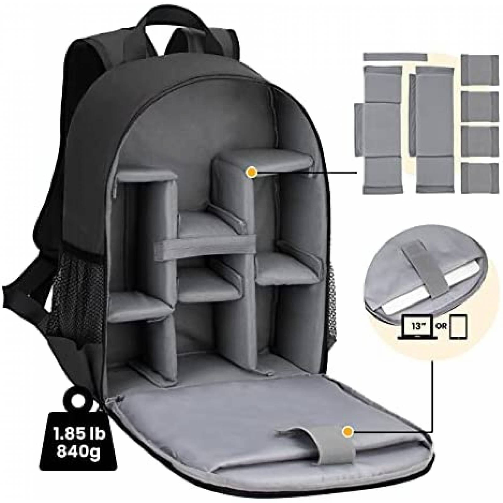 Mochila Organizadora TARION TB-S para Camara SLR/DSLR -Negro