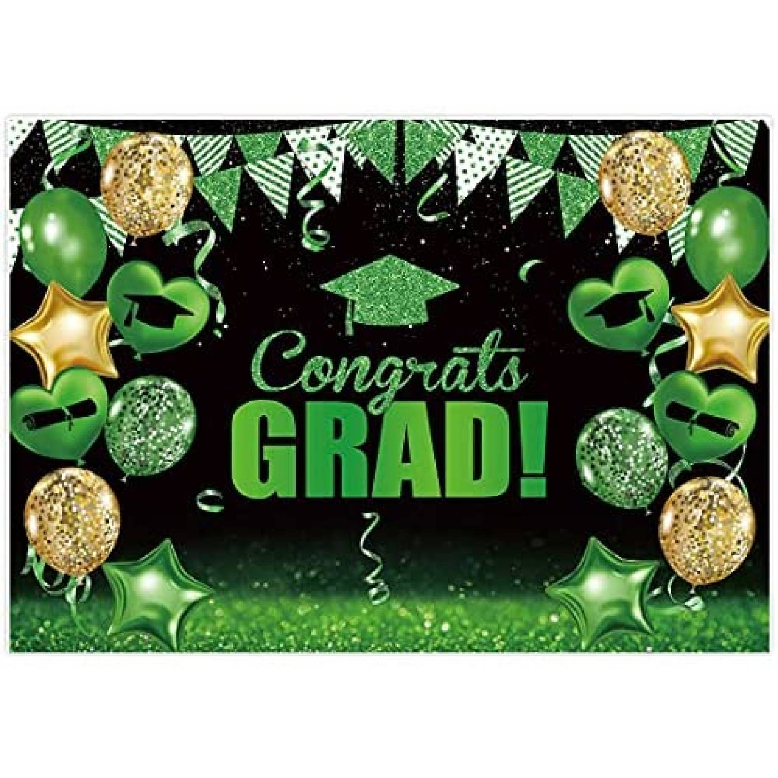 Telon Allenjoy Graduacion Fondo Decorativo 7 x 5 ft -Verde