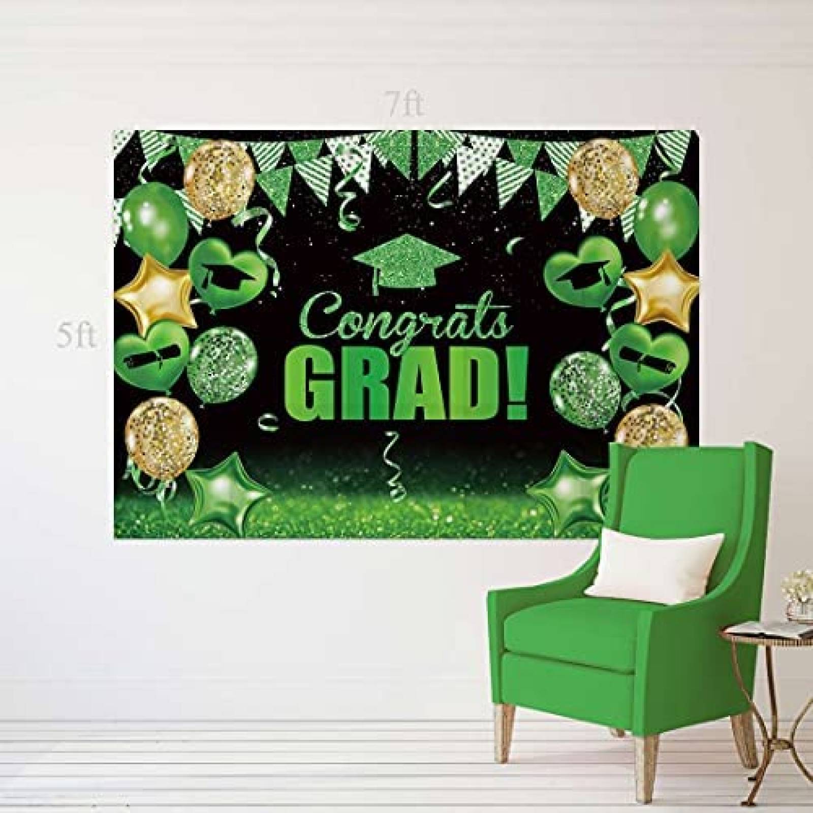 Telon Allenjoy Graduacion Fondo Decorativo 7 x 5 ft -Verde