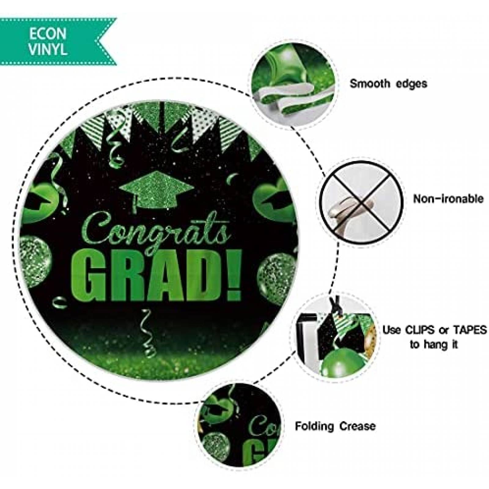 Telon Allenjoy Graduacion Fondo Decorativo 7 x 5 ft -Verde