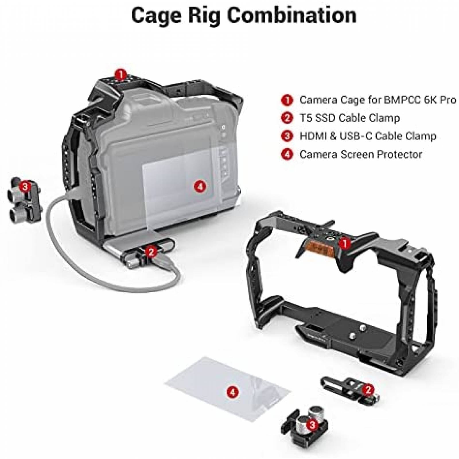 Kit de jaula para camara SMALLRIG BMPCC 6K Pro -Negro