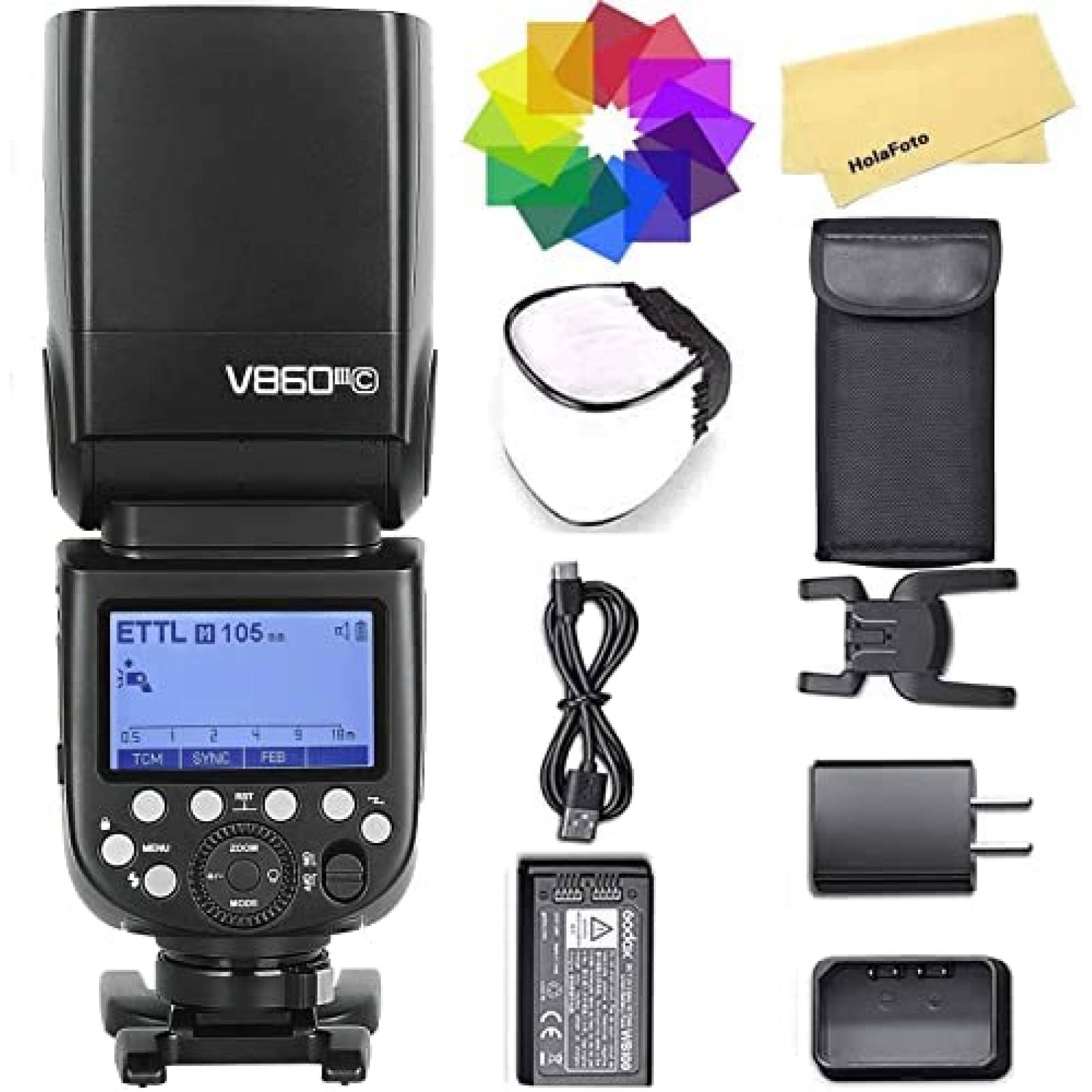 Kit Flash Godox V860III-C para Camara Canon Incluye Filtros
